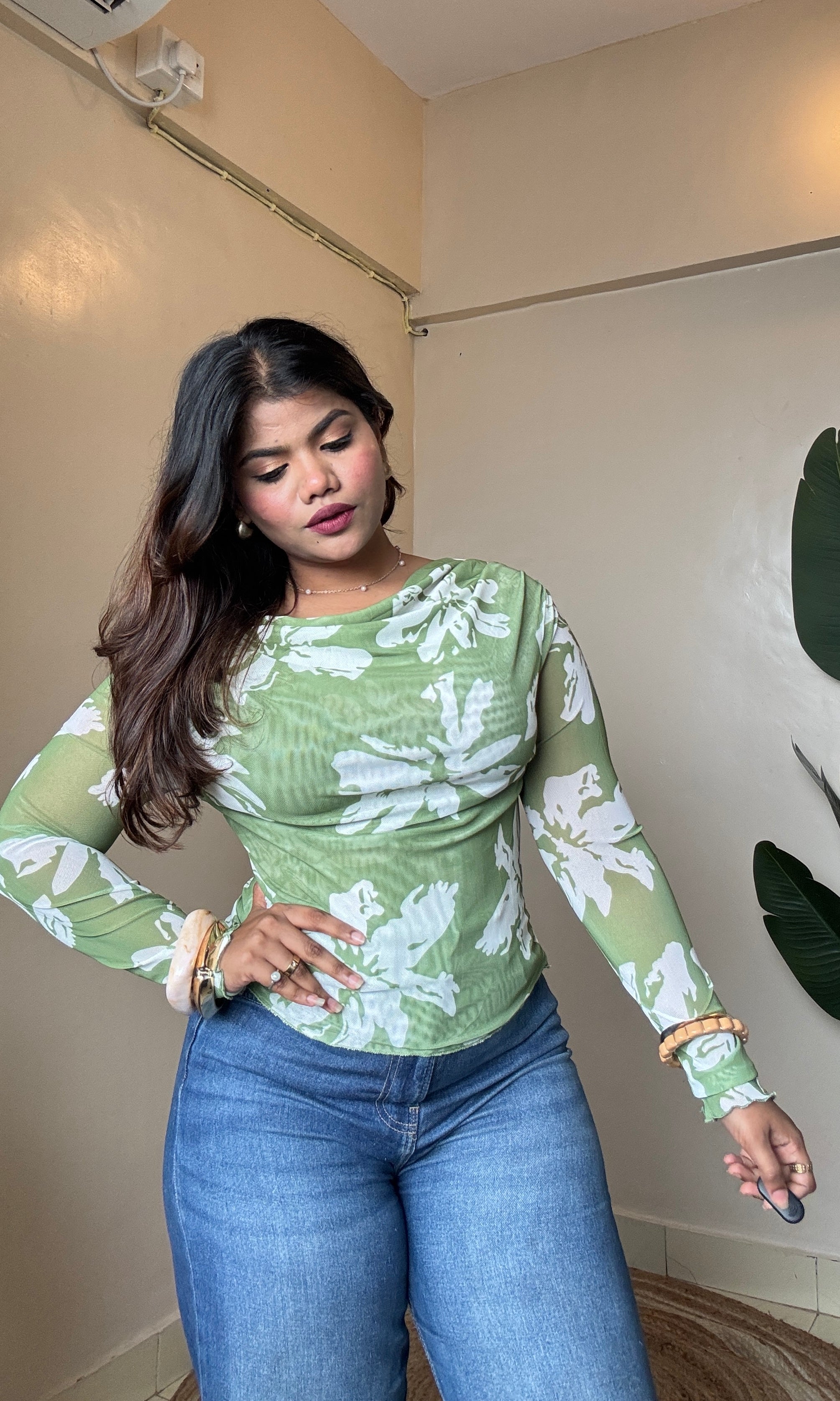 Versatile Floral Mesh Top