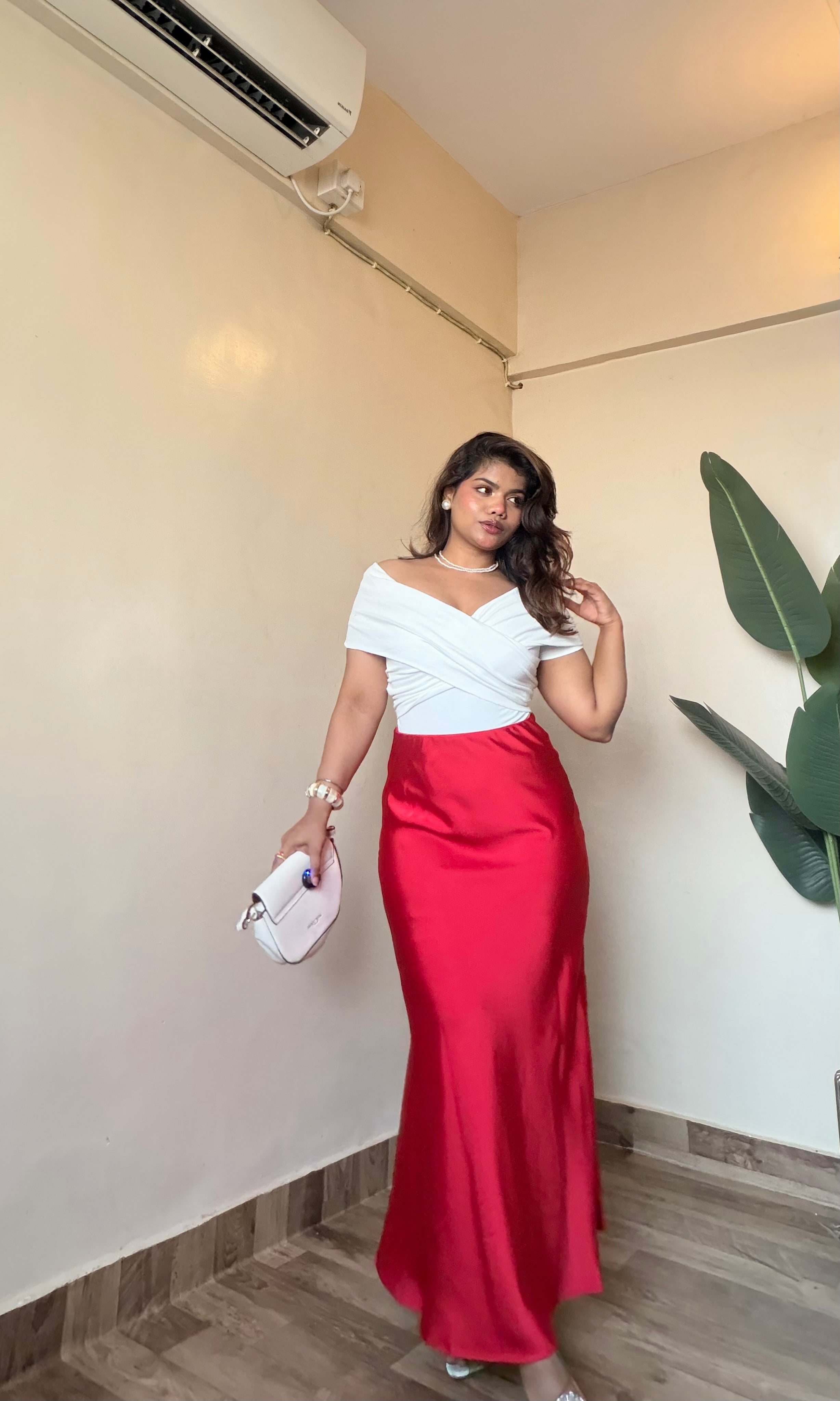 Premium Red Satin Skirt