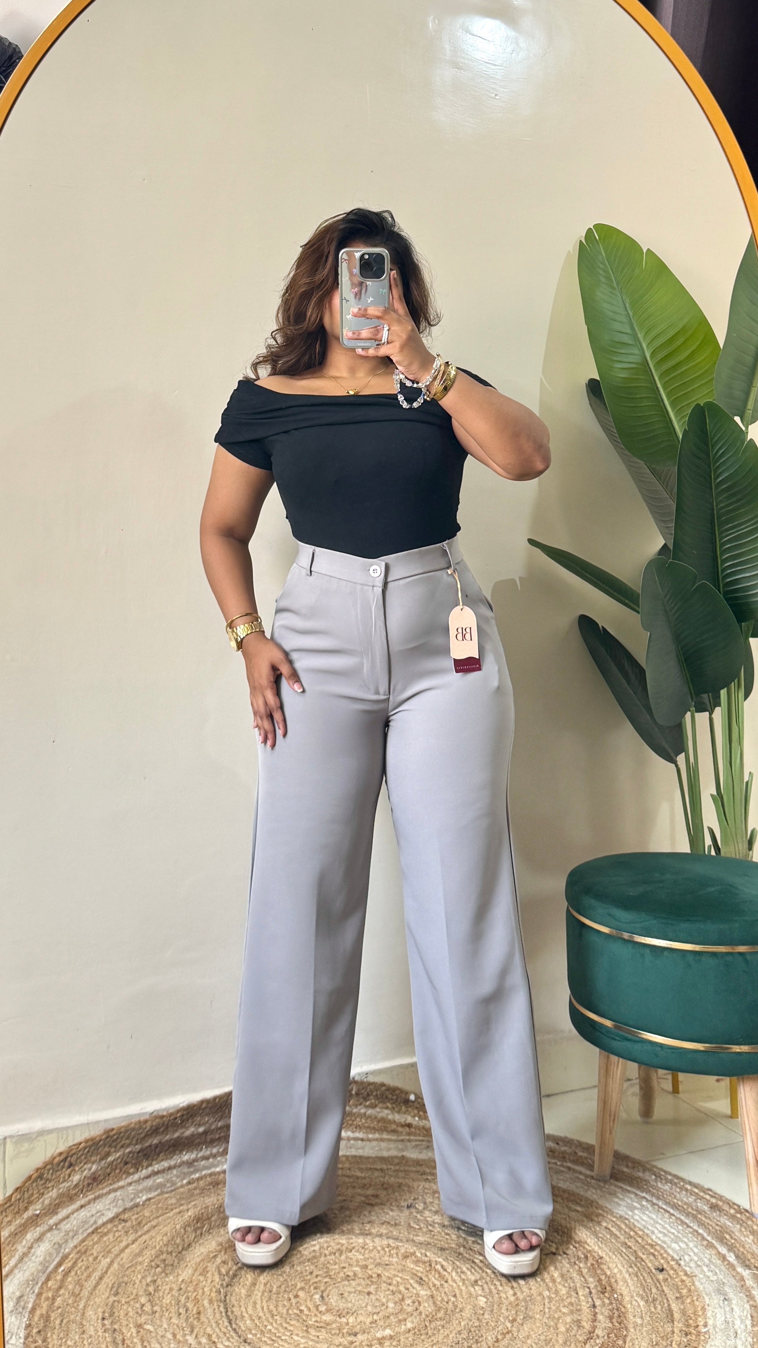 Korean Grey High Waist Trouser