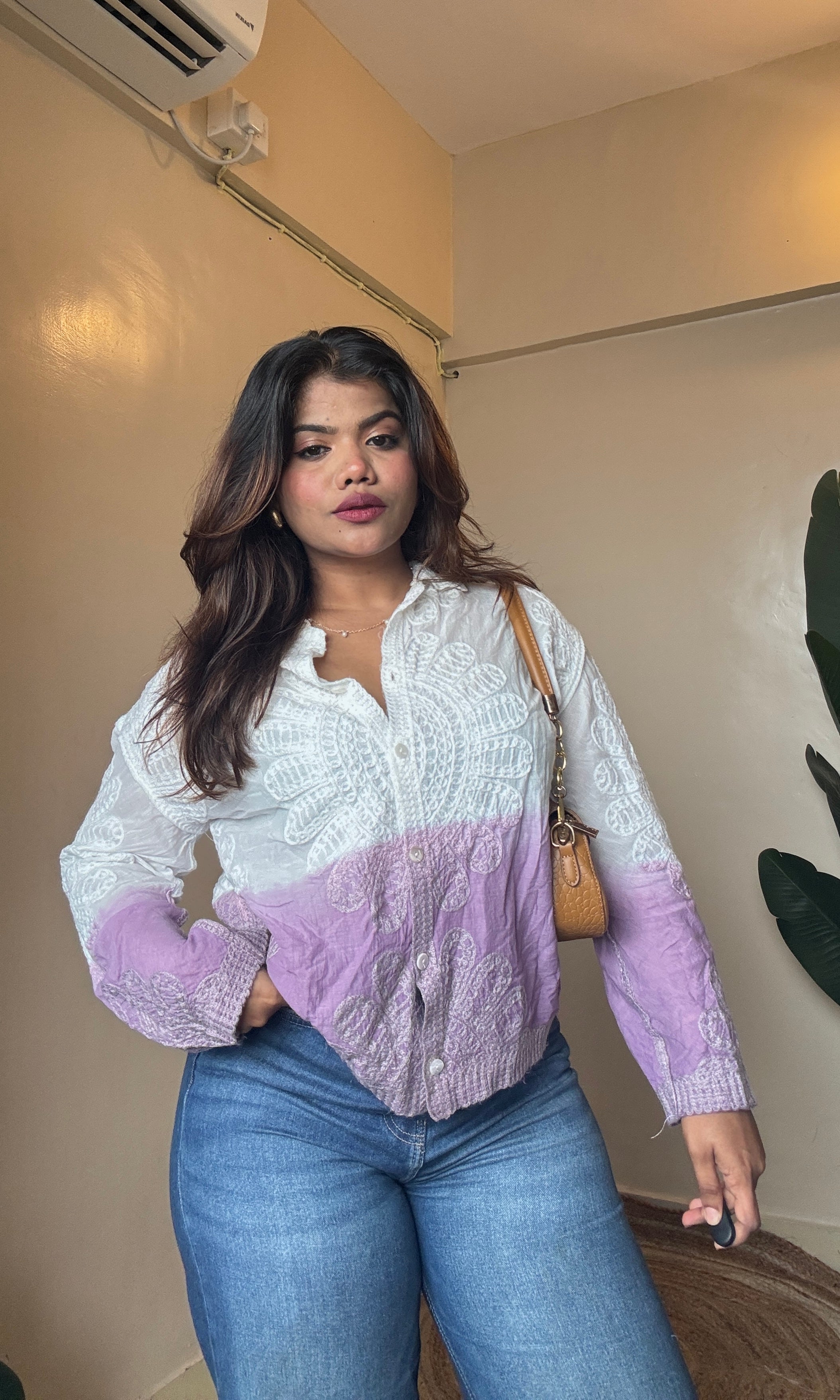Embroidery Cotton Ombre Shirt