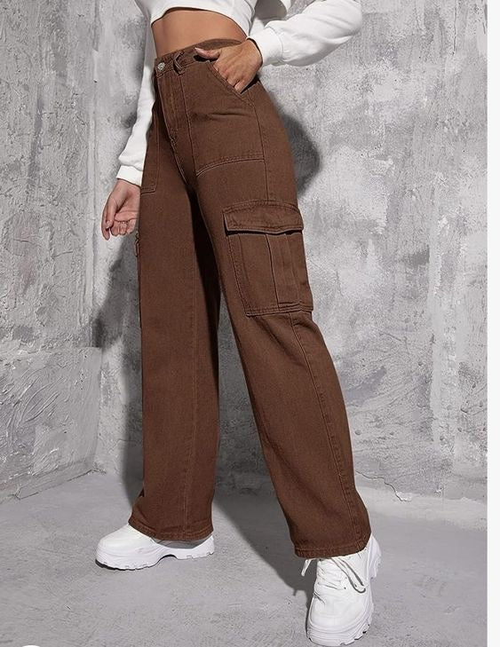 Highwaist Brown Cargo Denim