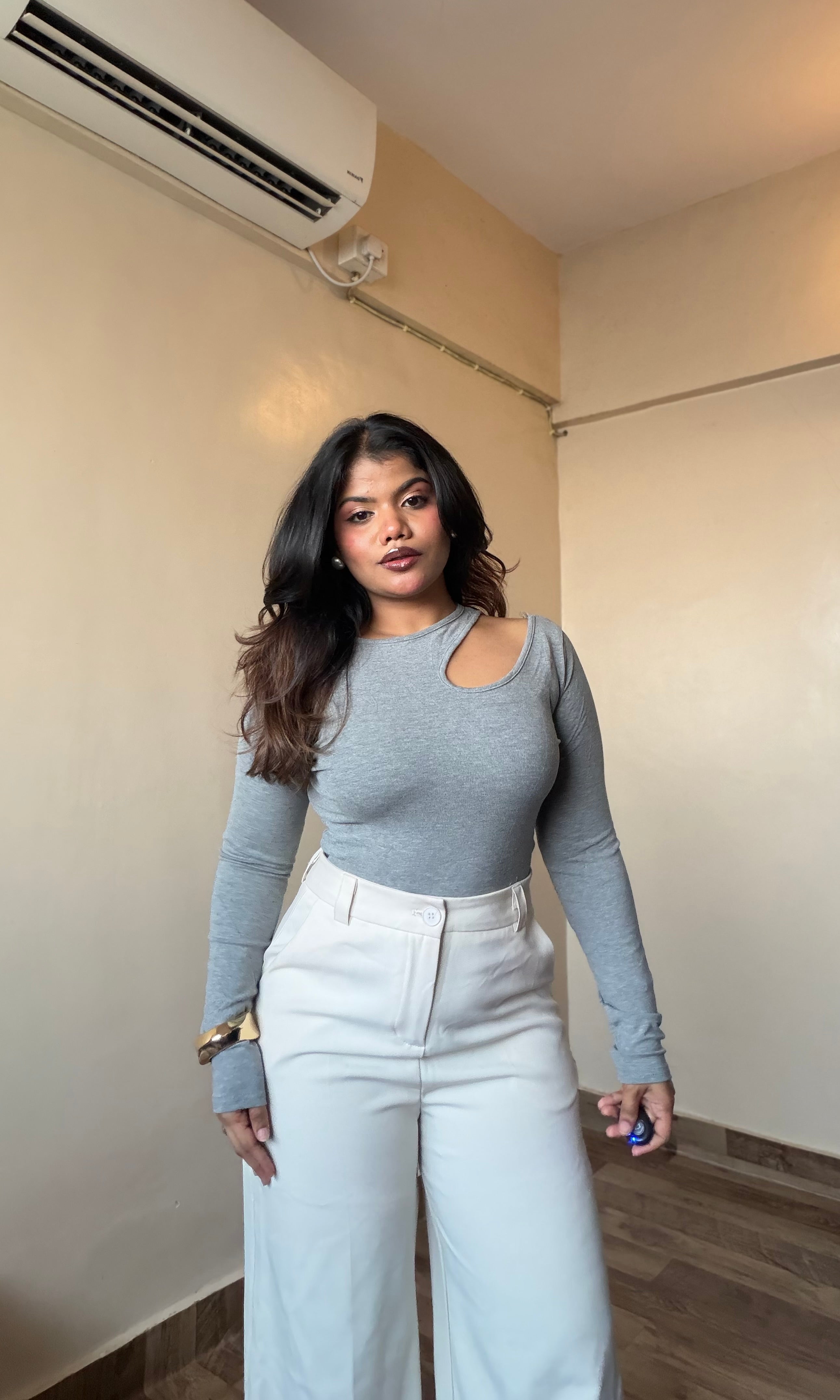 Solid Cut-Out Fitted Top #9856
