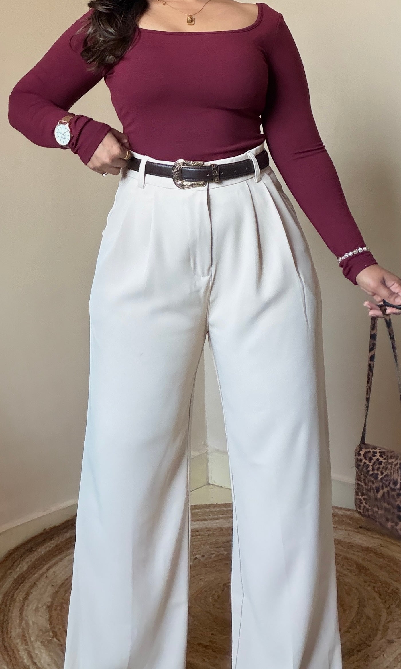 Vintage Brown Gold Metallic Retro Belt