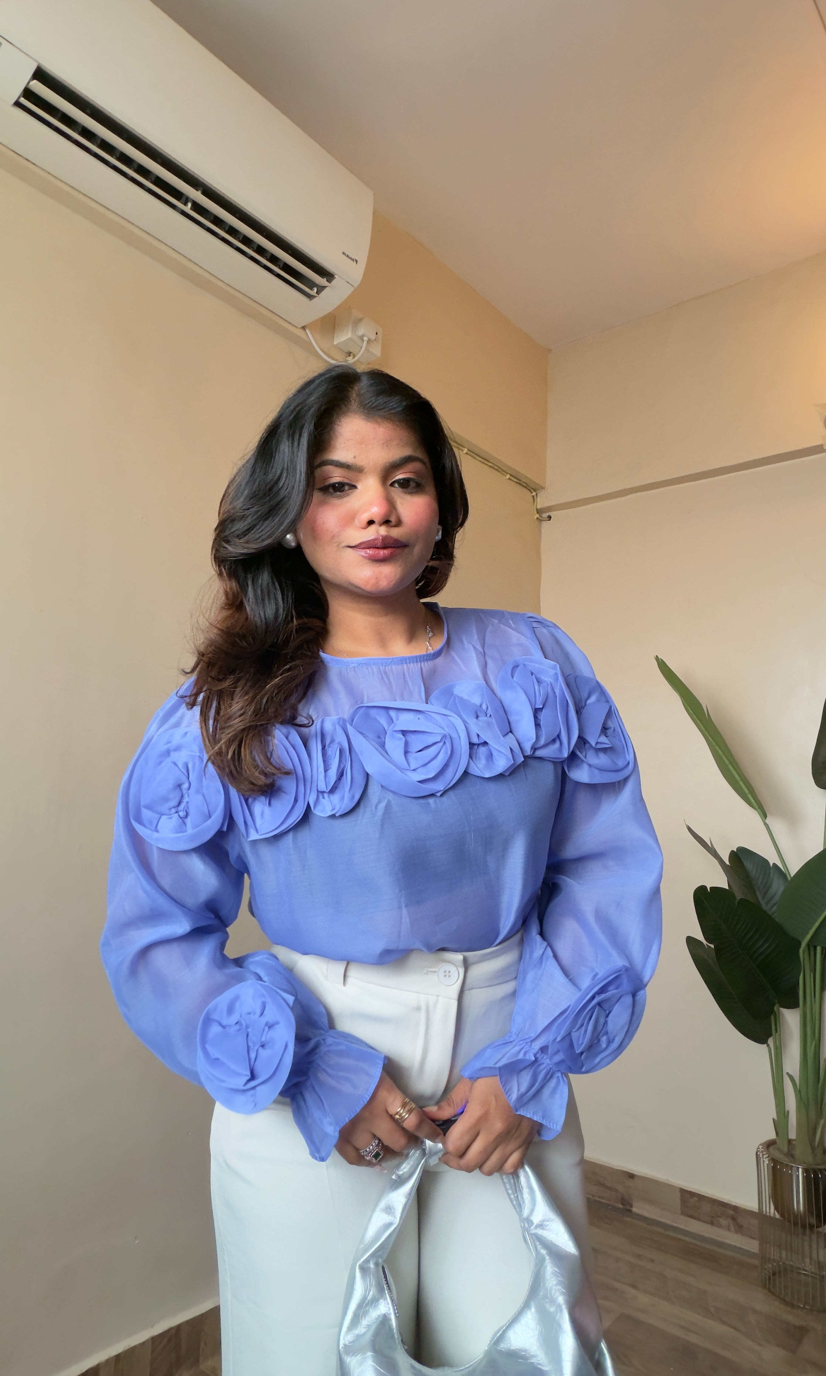 Lavender Organza Floral Top