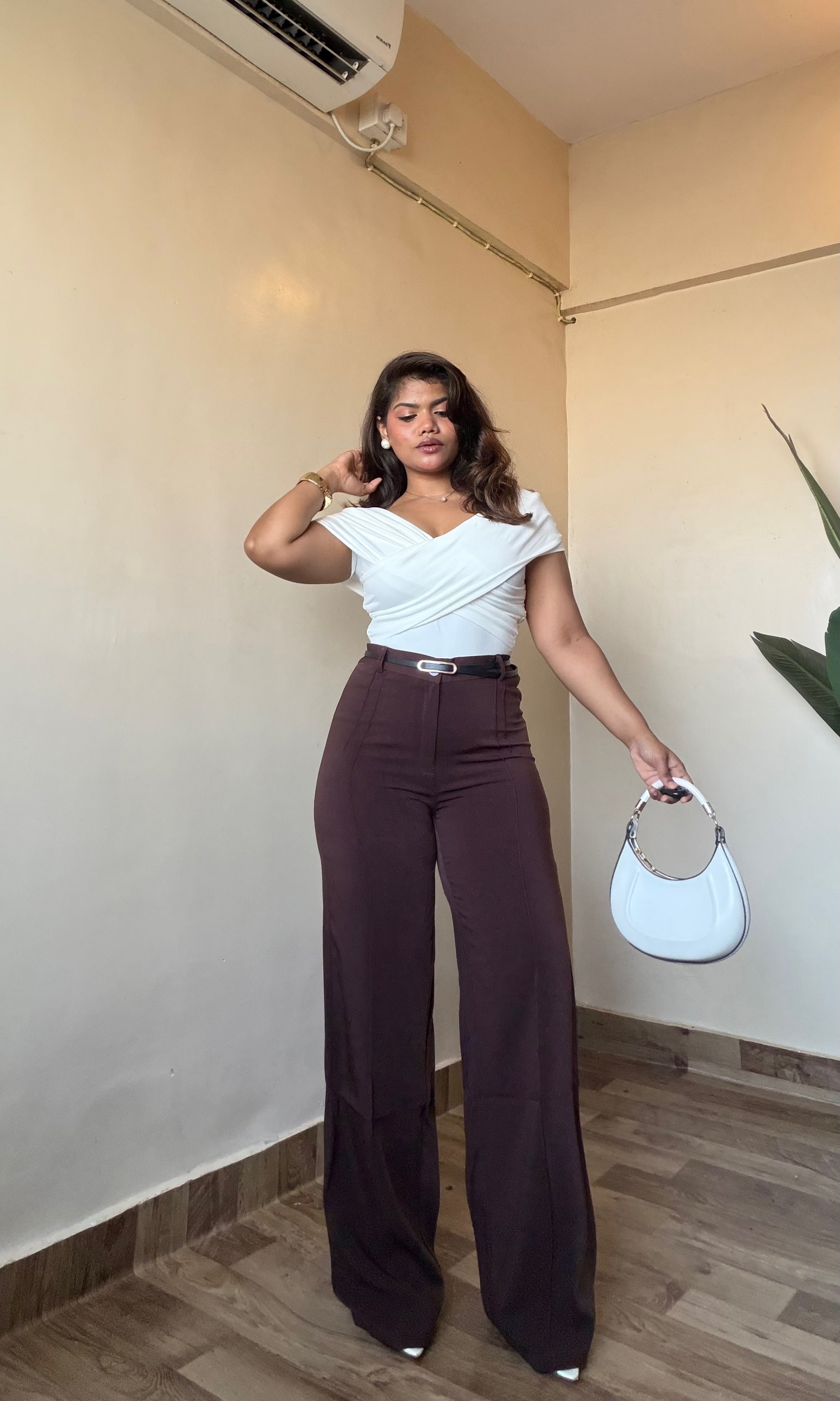 Brown Modest Trouser With Belt