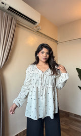 Polka Dot Ruffle Shirt