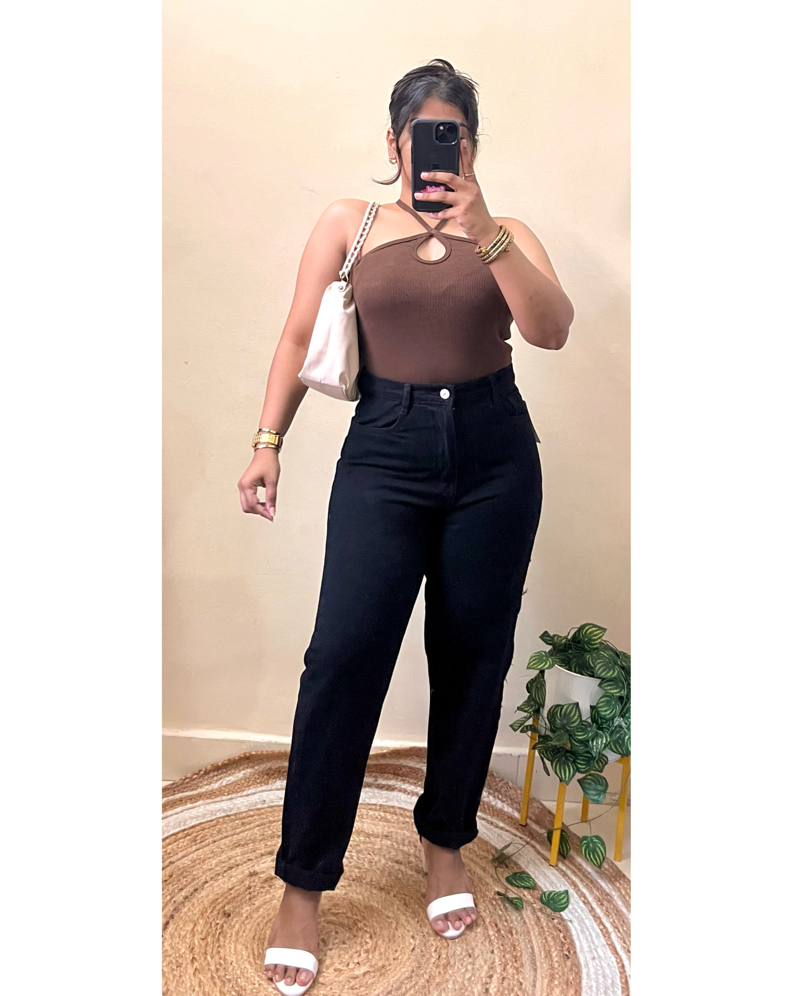 Black High Waist Mom Fit Jeans