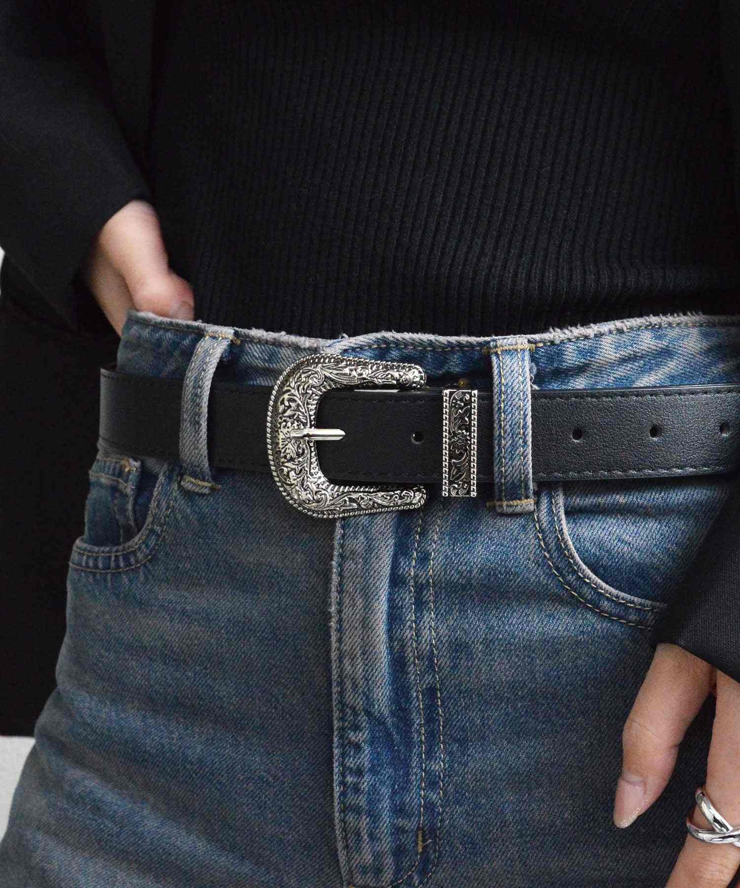 Vintage Black Silver Metallic Retro Belt
