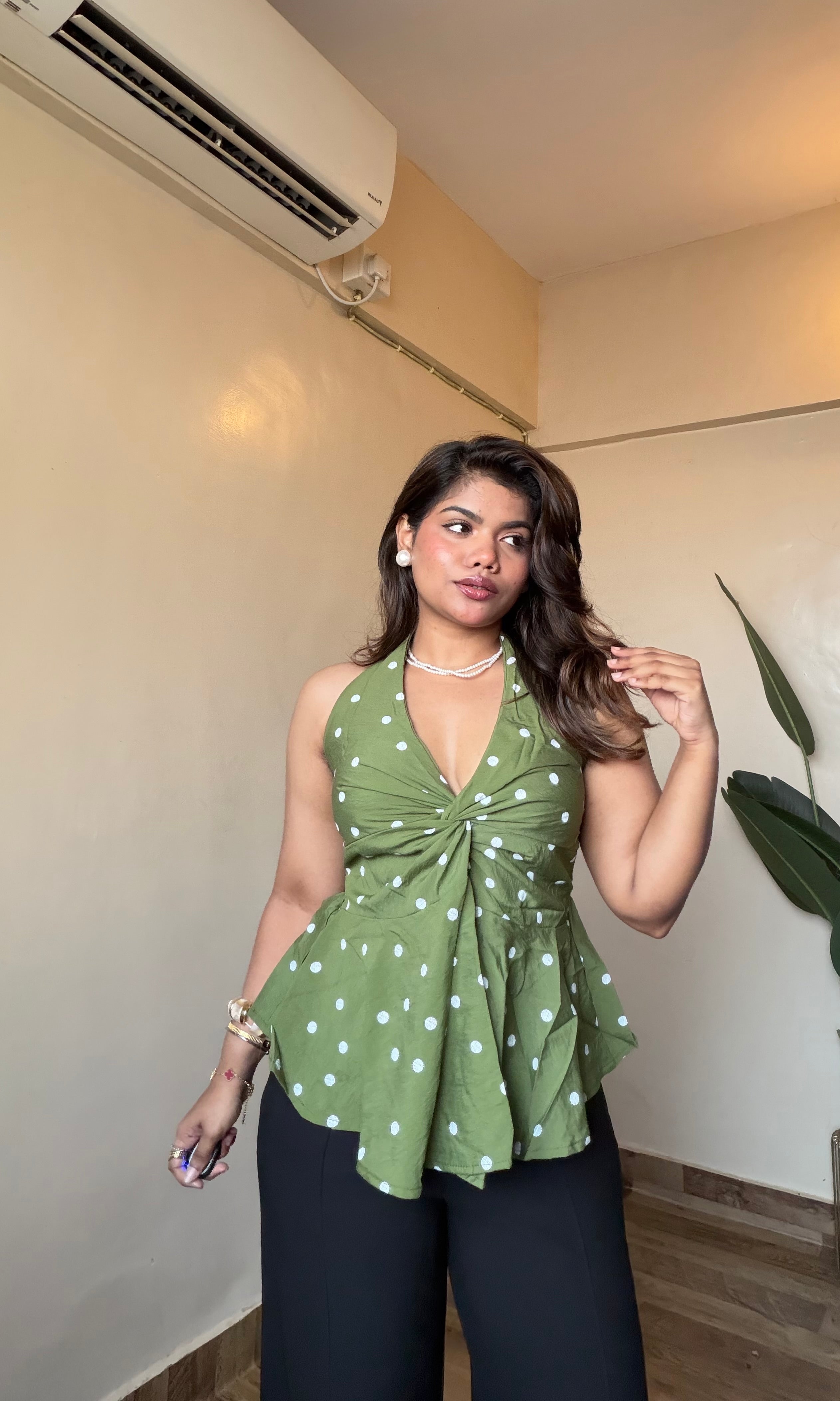 Polka Dot Halter Neck Top