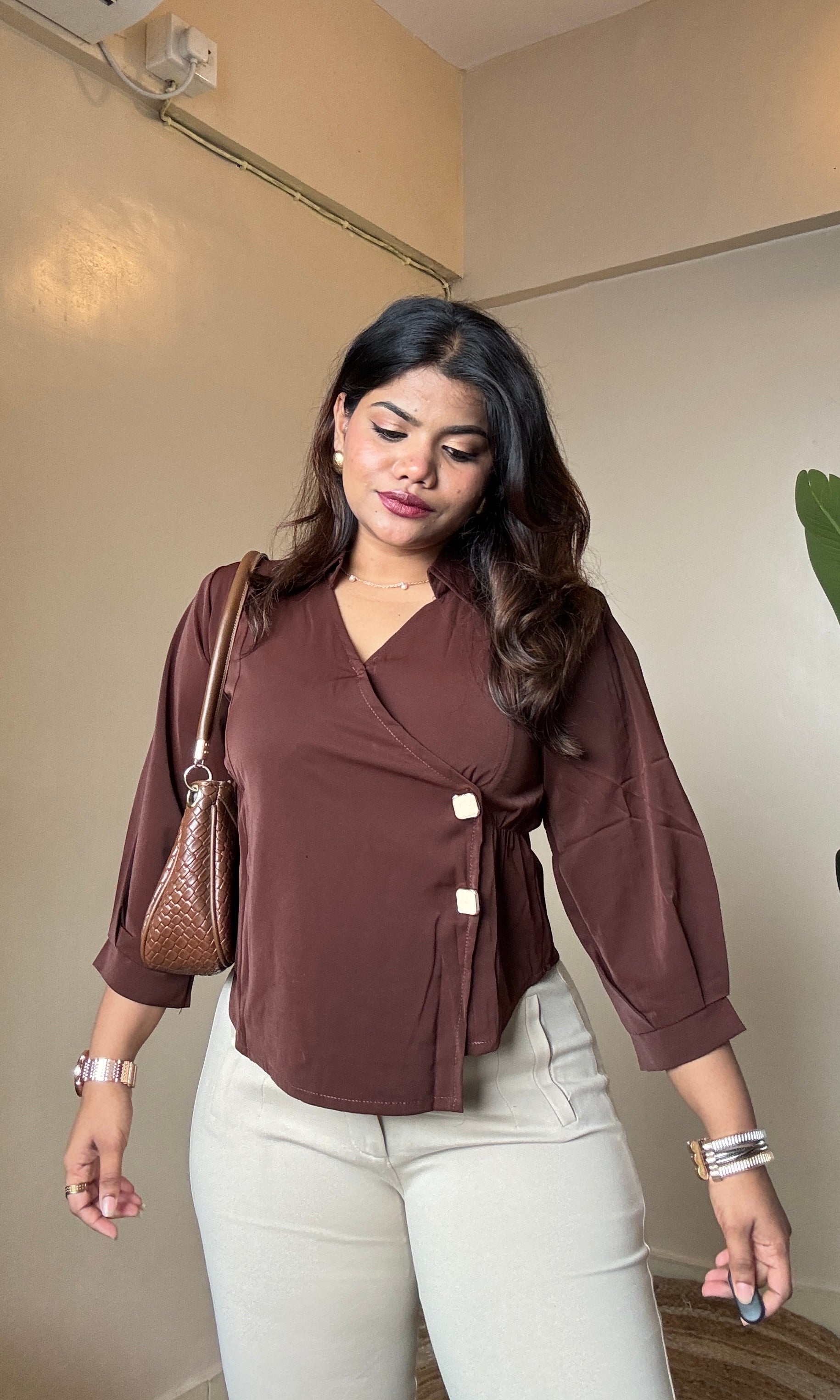 Wrap Style Crossover Shirt