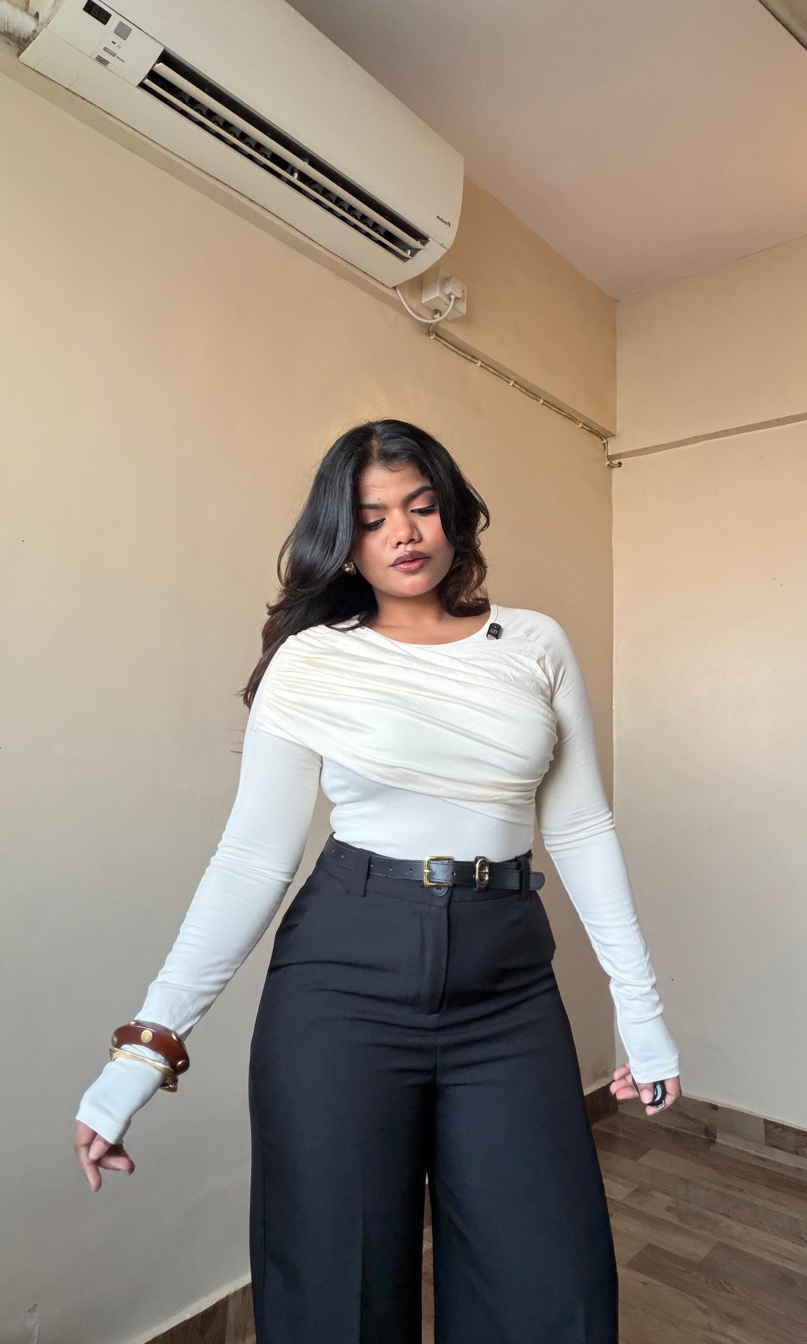 One Side Draped Ruched Top #9927