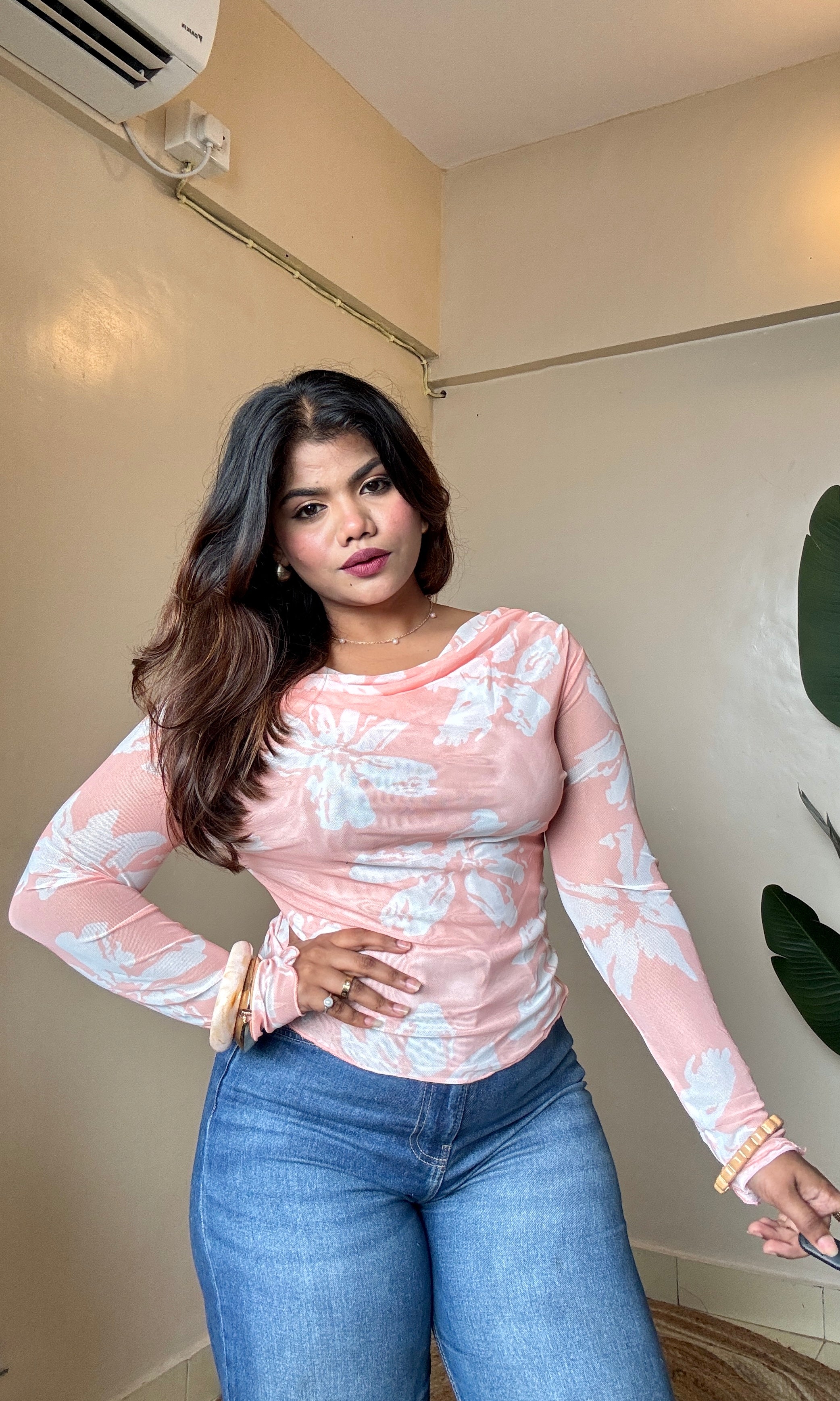Versatile Floral Mesh Top