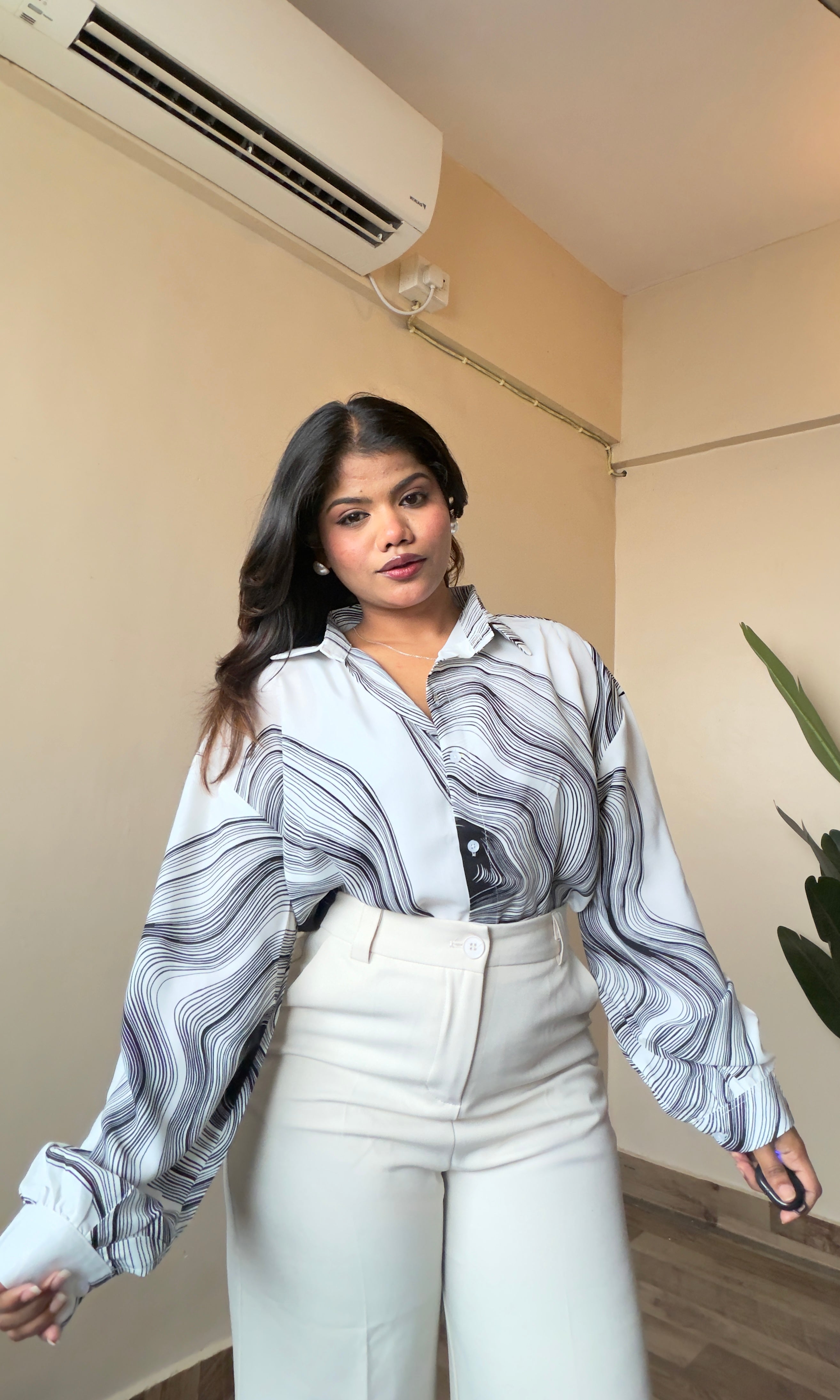 White Abstract Printed Shirt