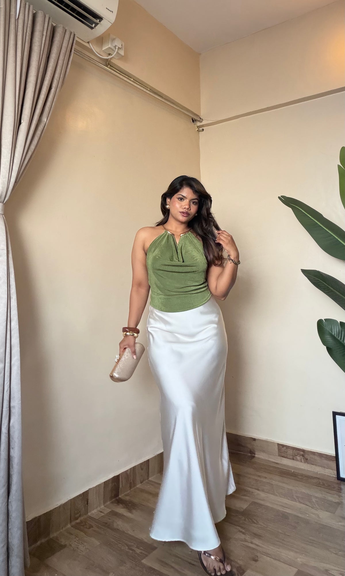 Premium Ivory Satin Skirt