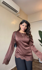 Lacey Asymmetric Satin Top