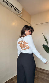 Square Neck Backless Crossover In-Built Padded Top