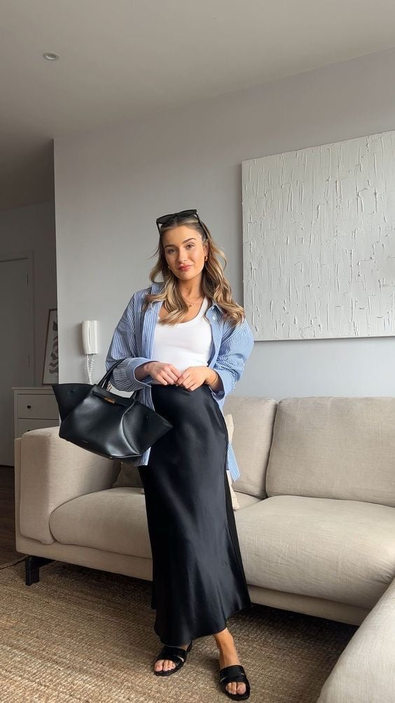 Premium Black Satin Skirt