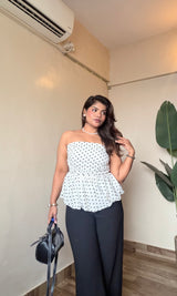 polka dot peplum tube top