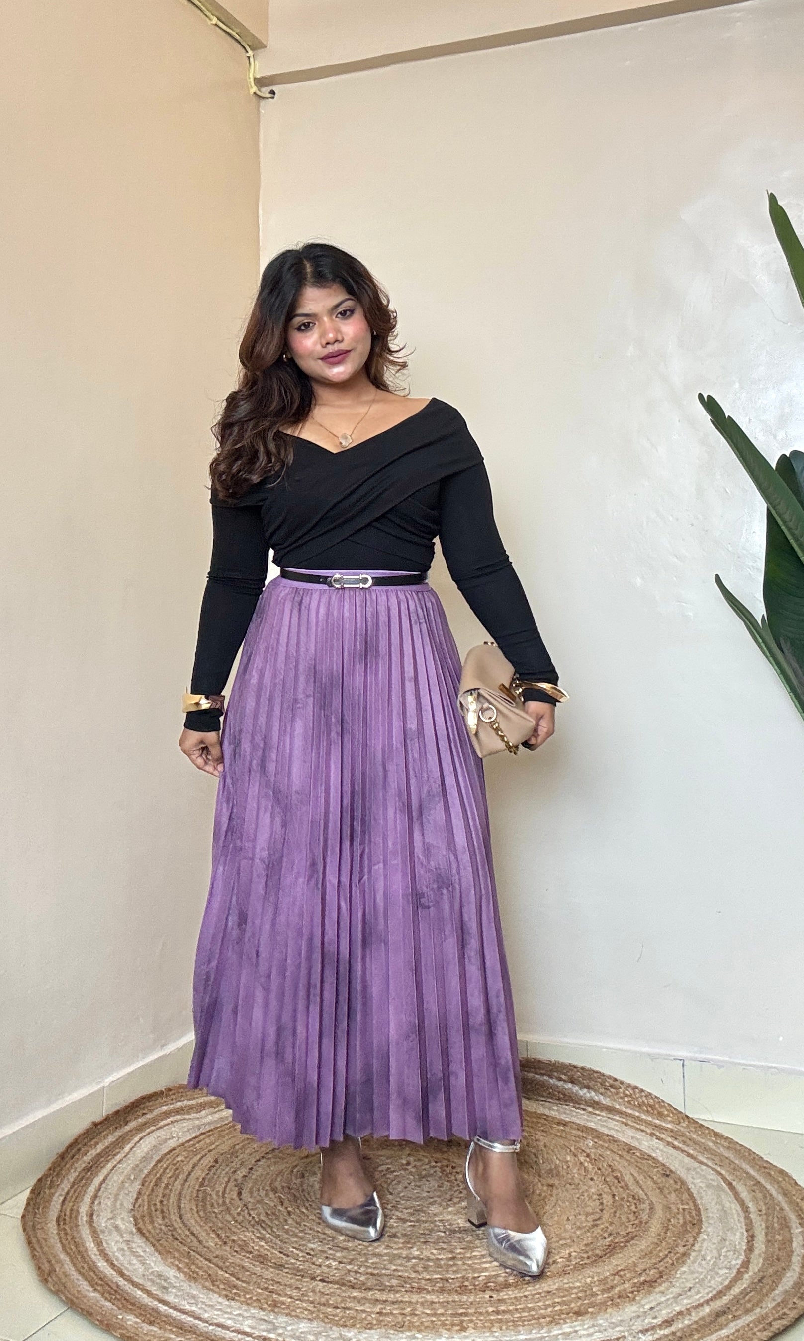 Purple Pleated Skirt