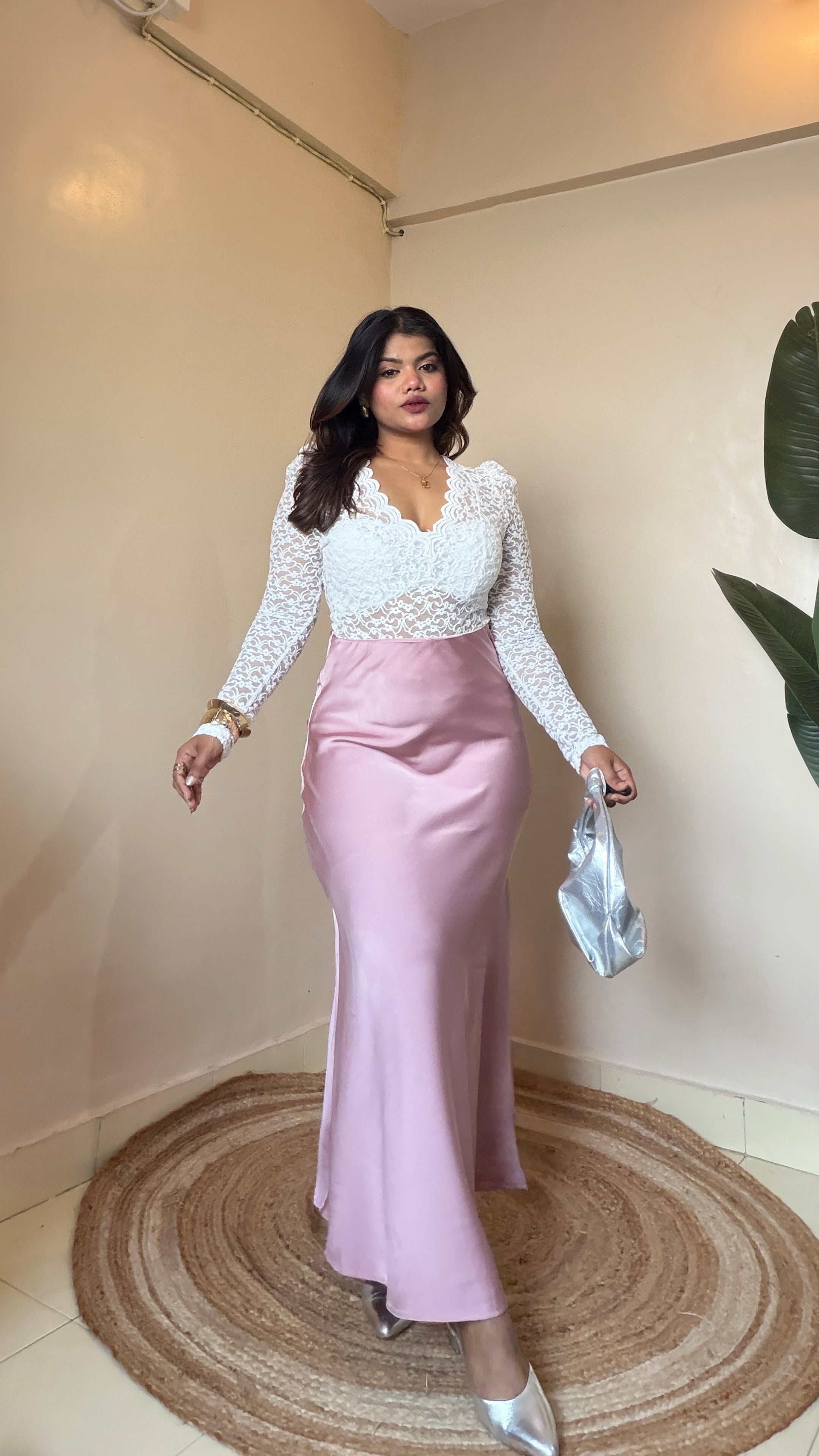 Premium Mauve Pink Satin Skirt