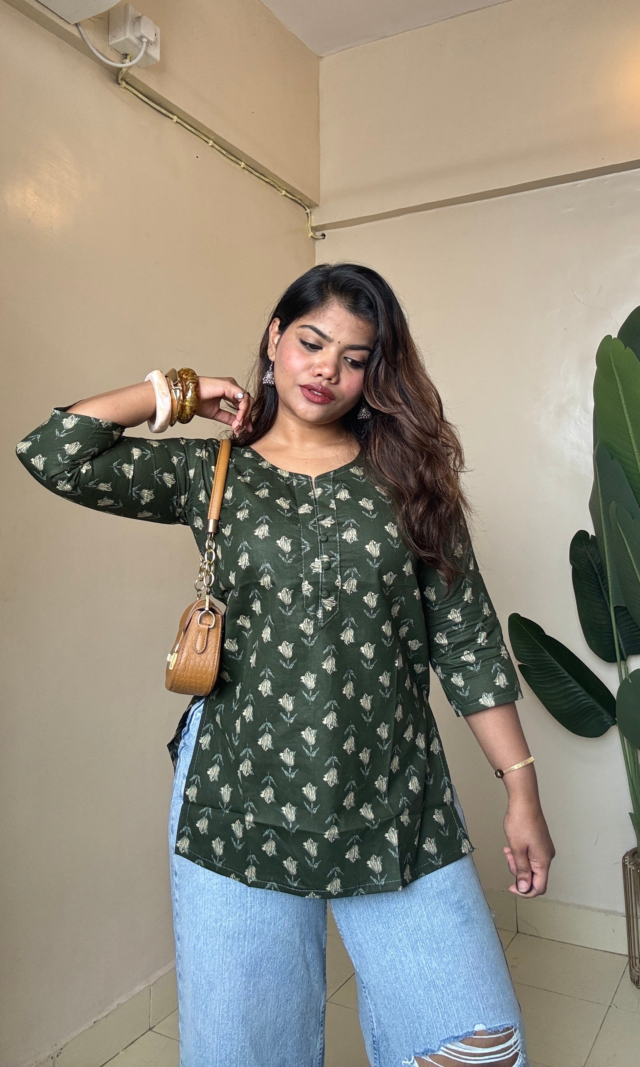 Lotus Printed Cotton Kurti