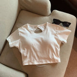 Backless Round Neck Built-In Bra Top