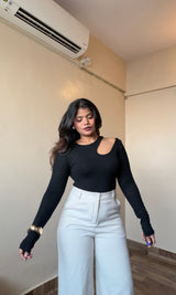 Solid Cut-Out Fitted Top #9856