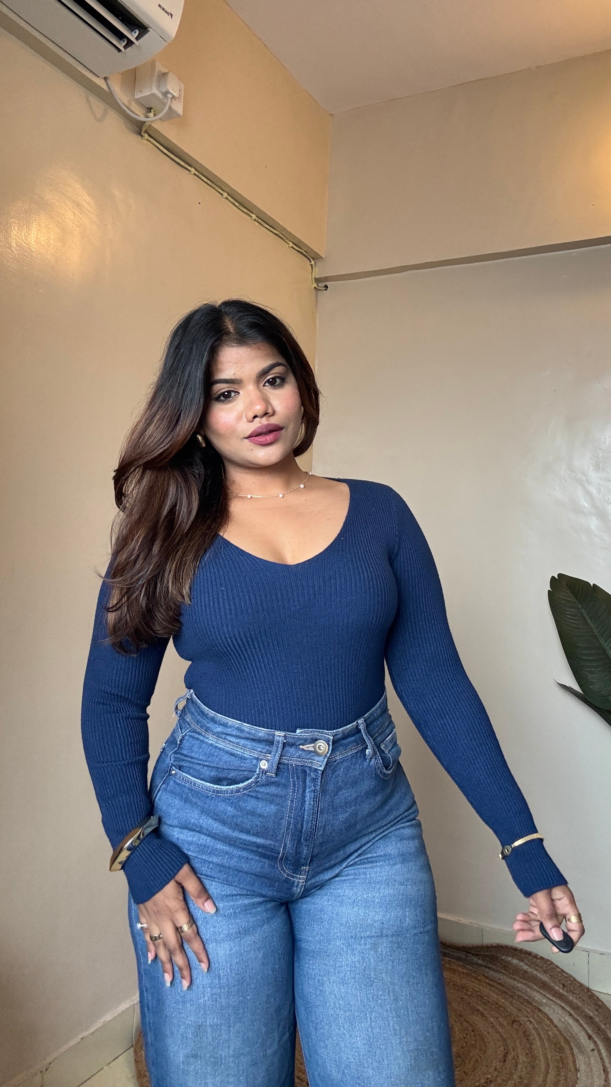 Bestseller V Neck Ribbed Top