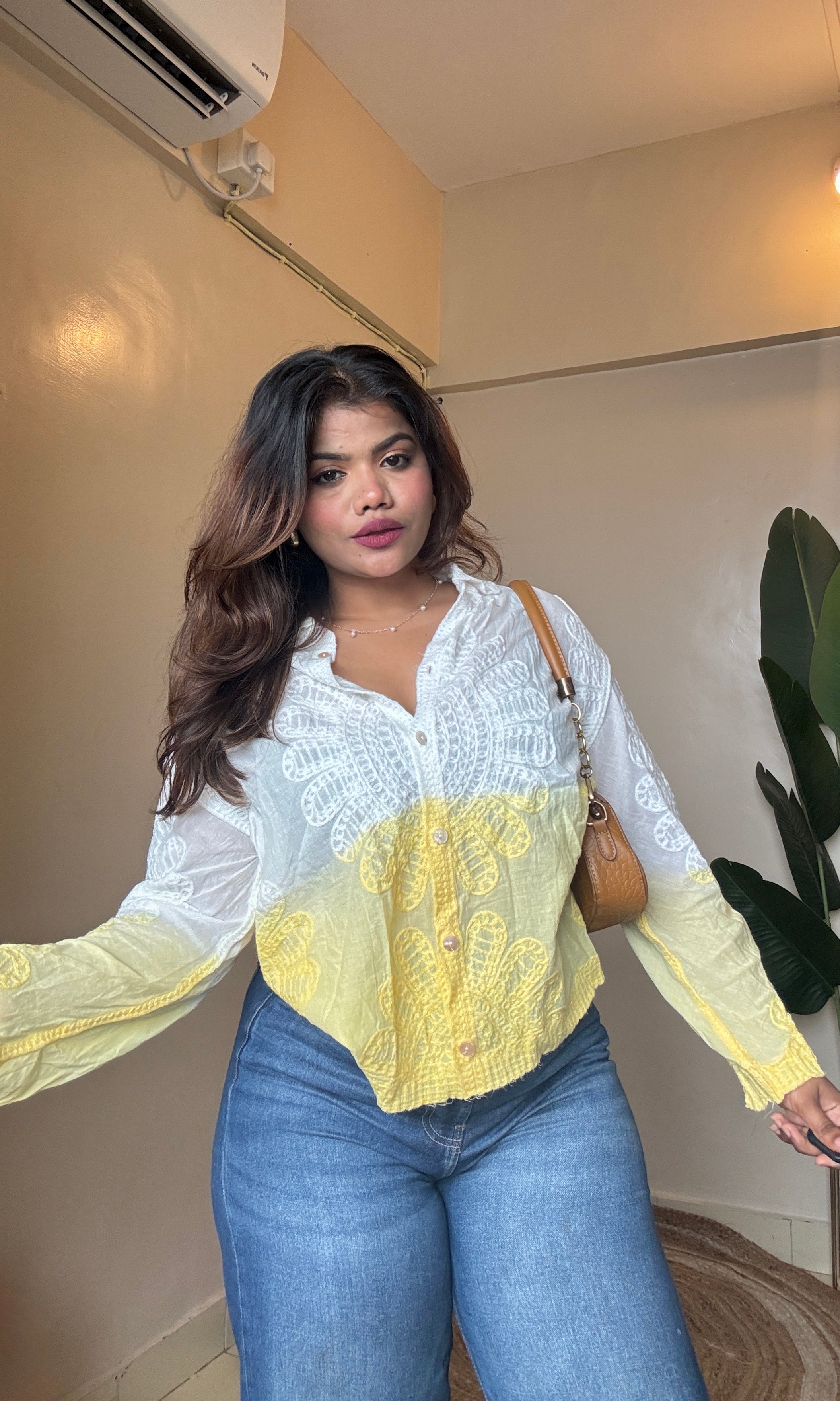 Embroidery Cotton Ombre Shirt