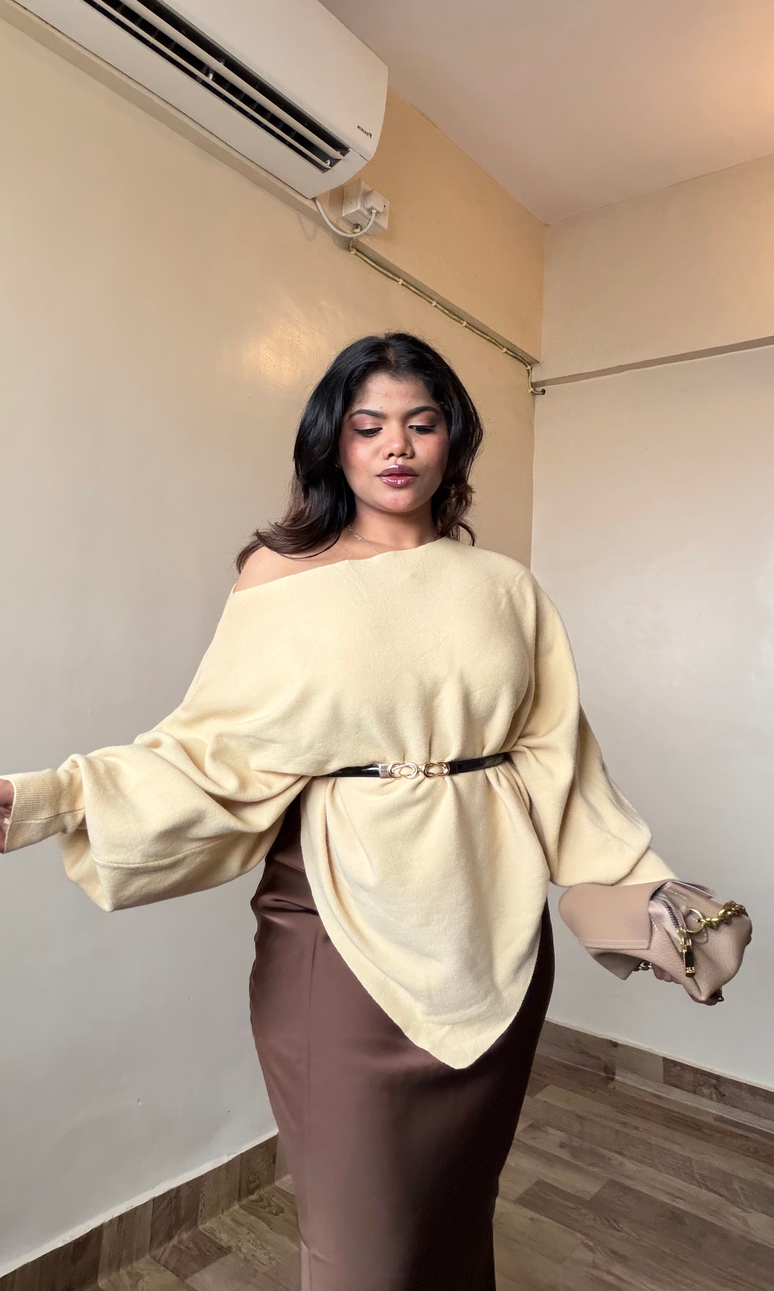 Scoop Neck Pullover With Belt