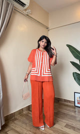 Abstract Printed Pleated Co-Ord set