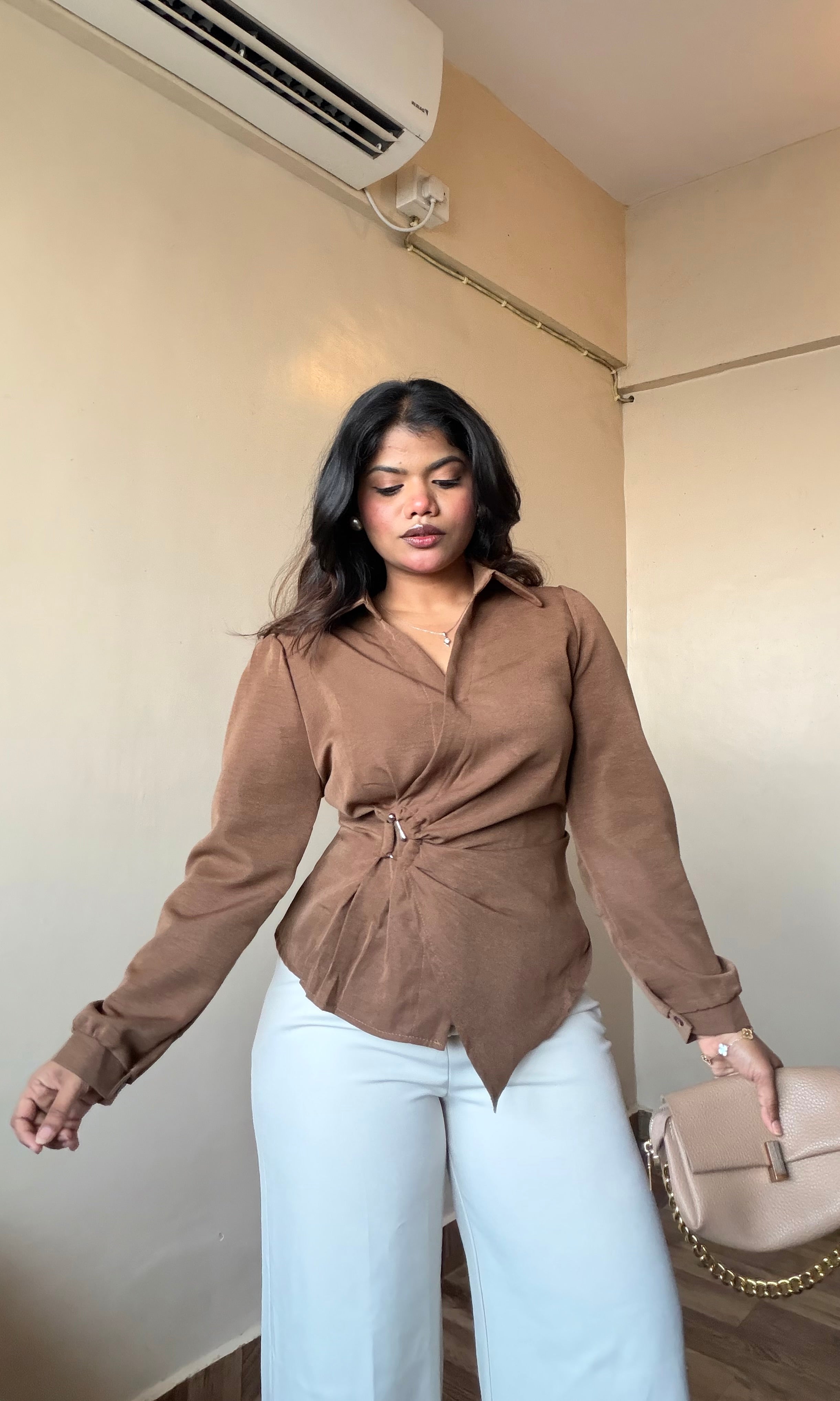 Wrap Shirt With Silver Metallic Design