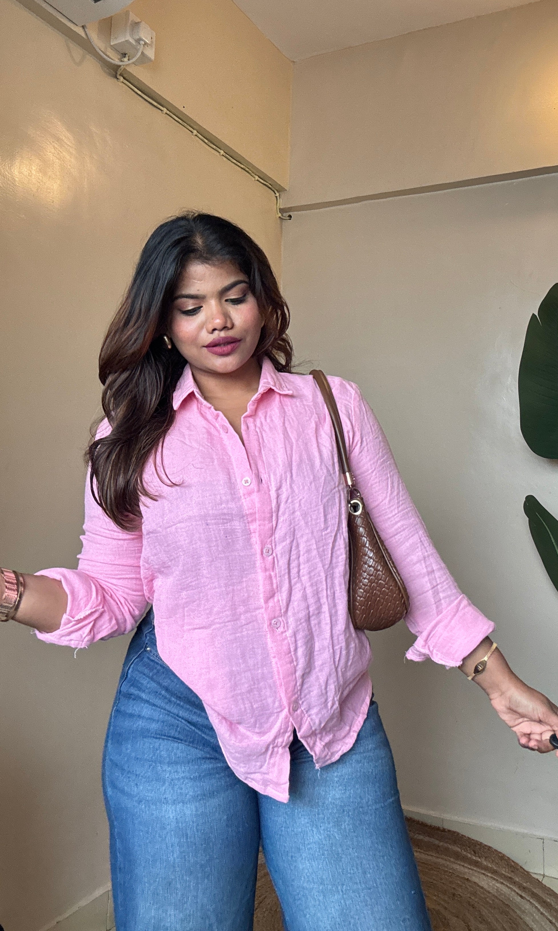 Pink Cotton Mulmul Shirt