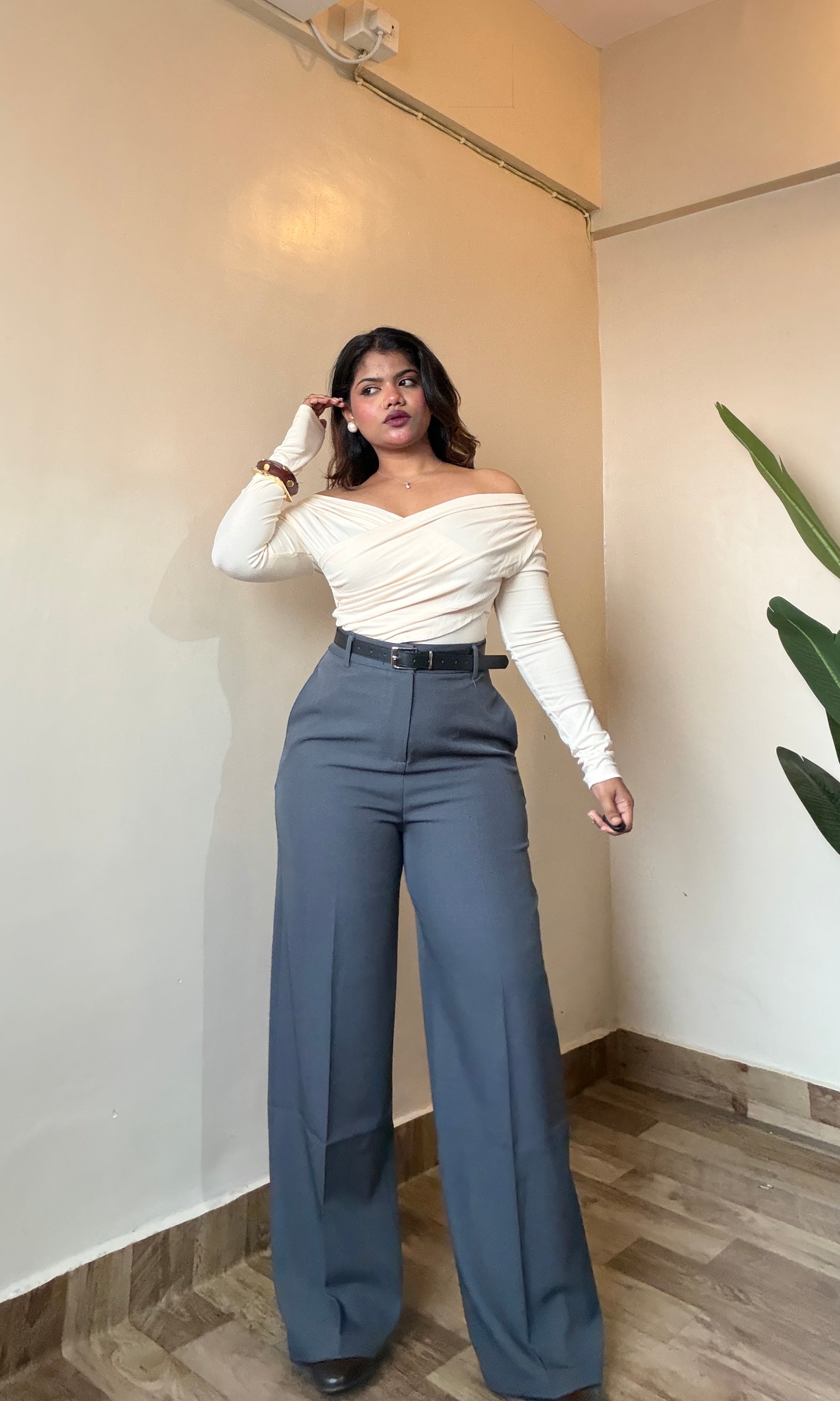 Grey Wide Leg Trouser