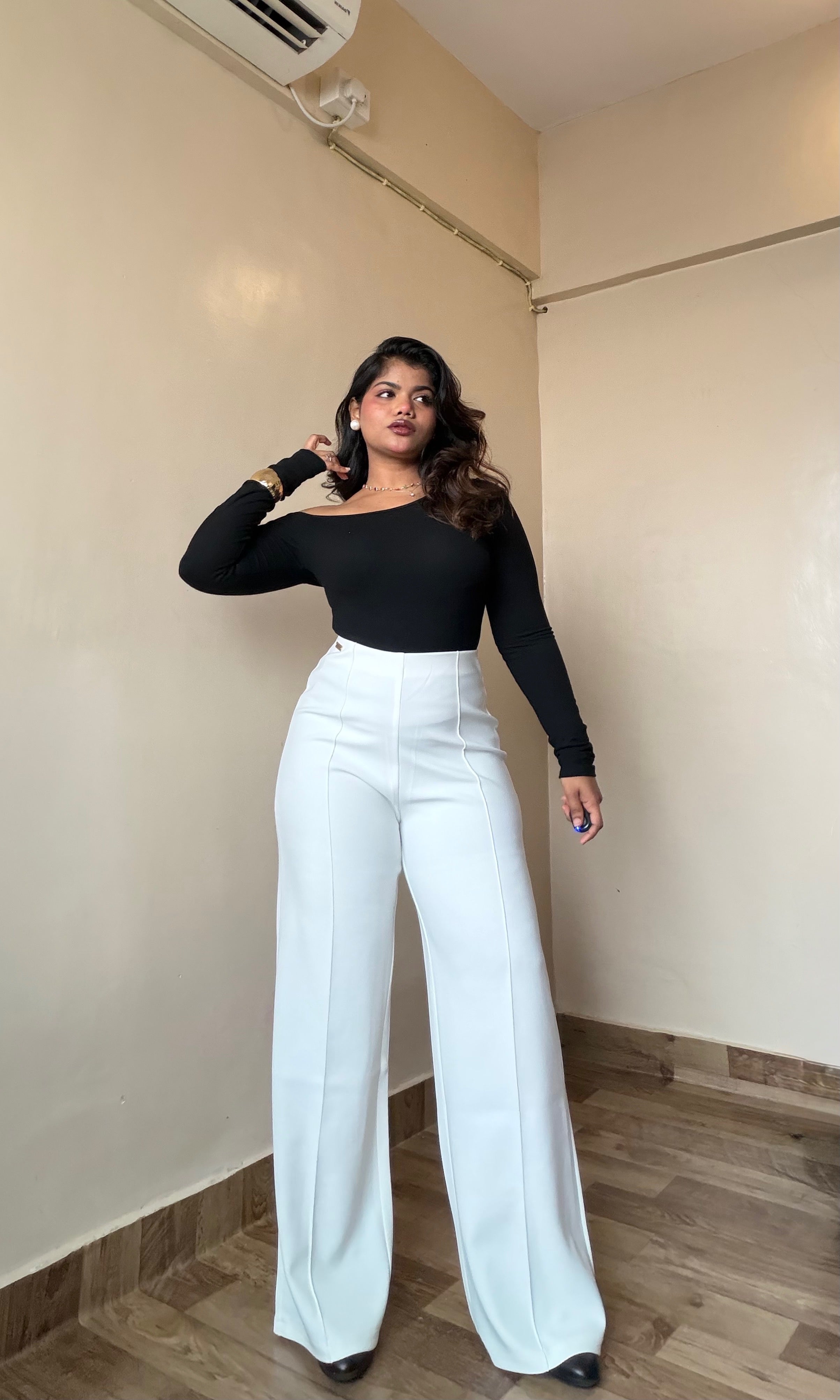 Premium White Sculpted Flared Pant