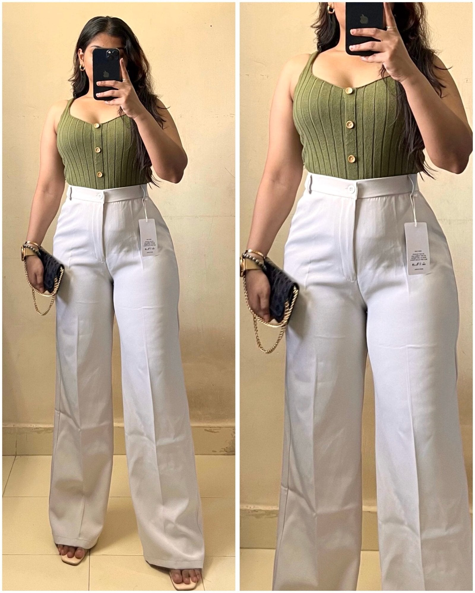 Korean Off-White Greyish High Waist Trouser