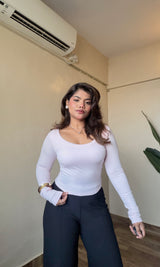 Round Neck Backless Crossover In-Built Padded Top