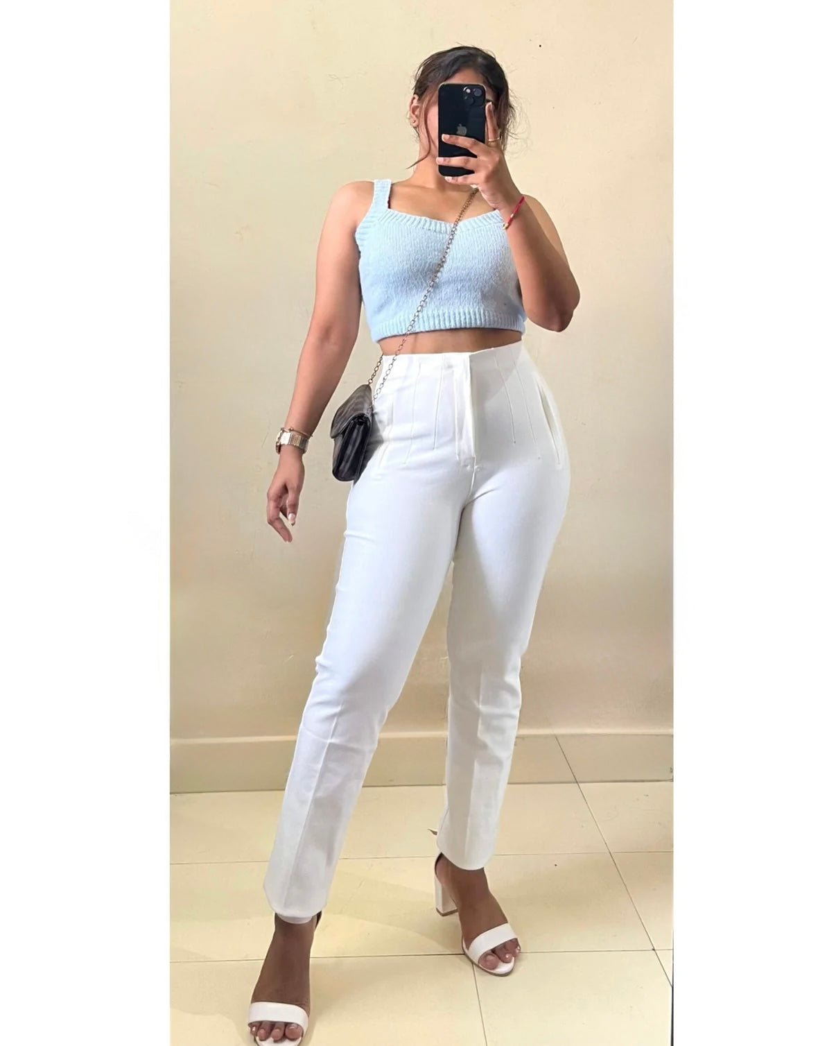 White High Waist Trouser