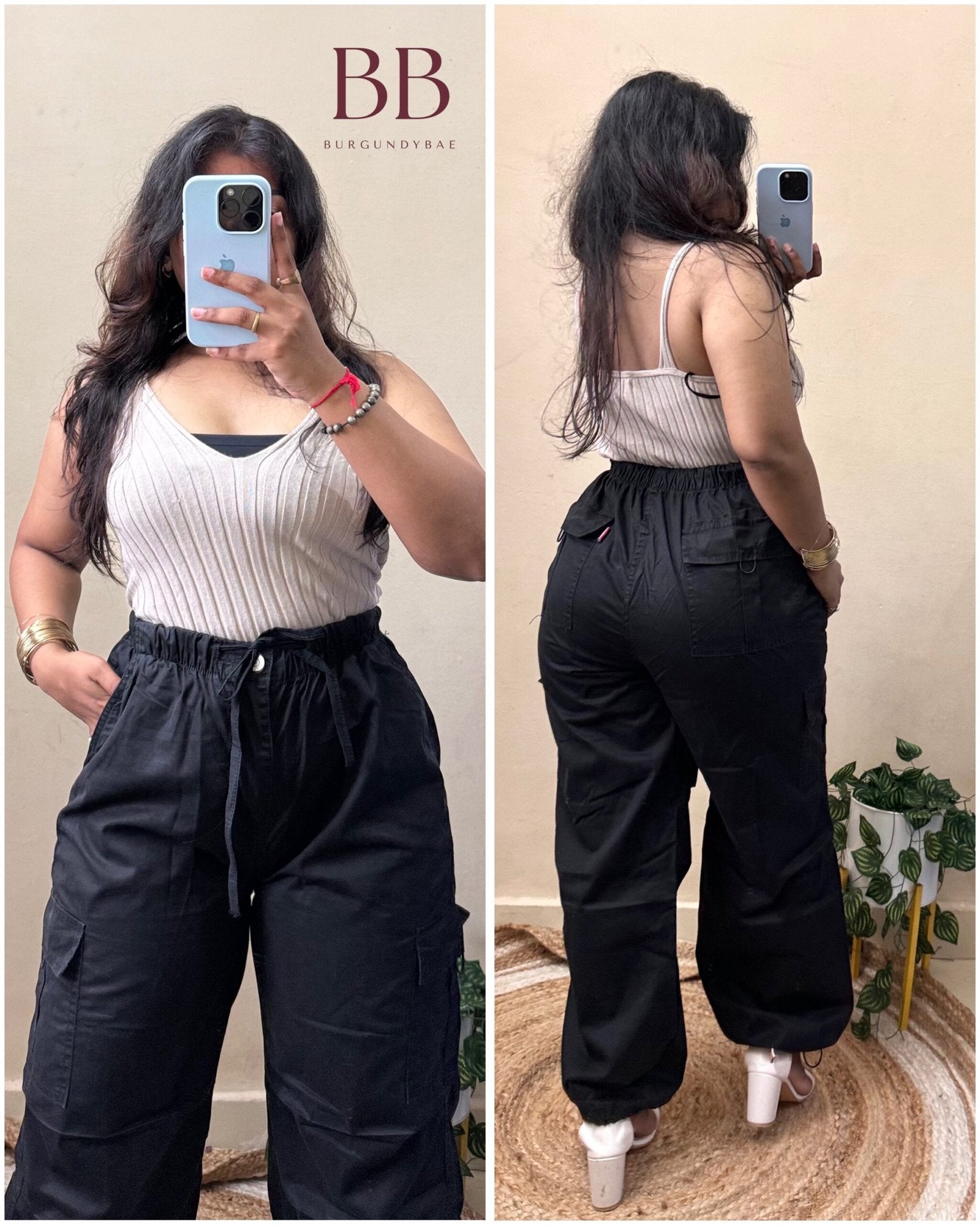 Black Cotton Parachute Pants