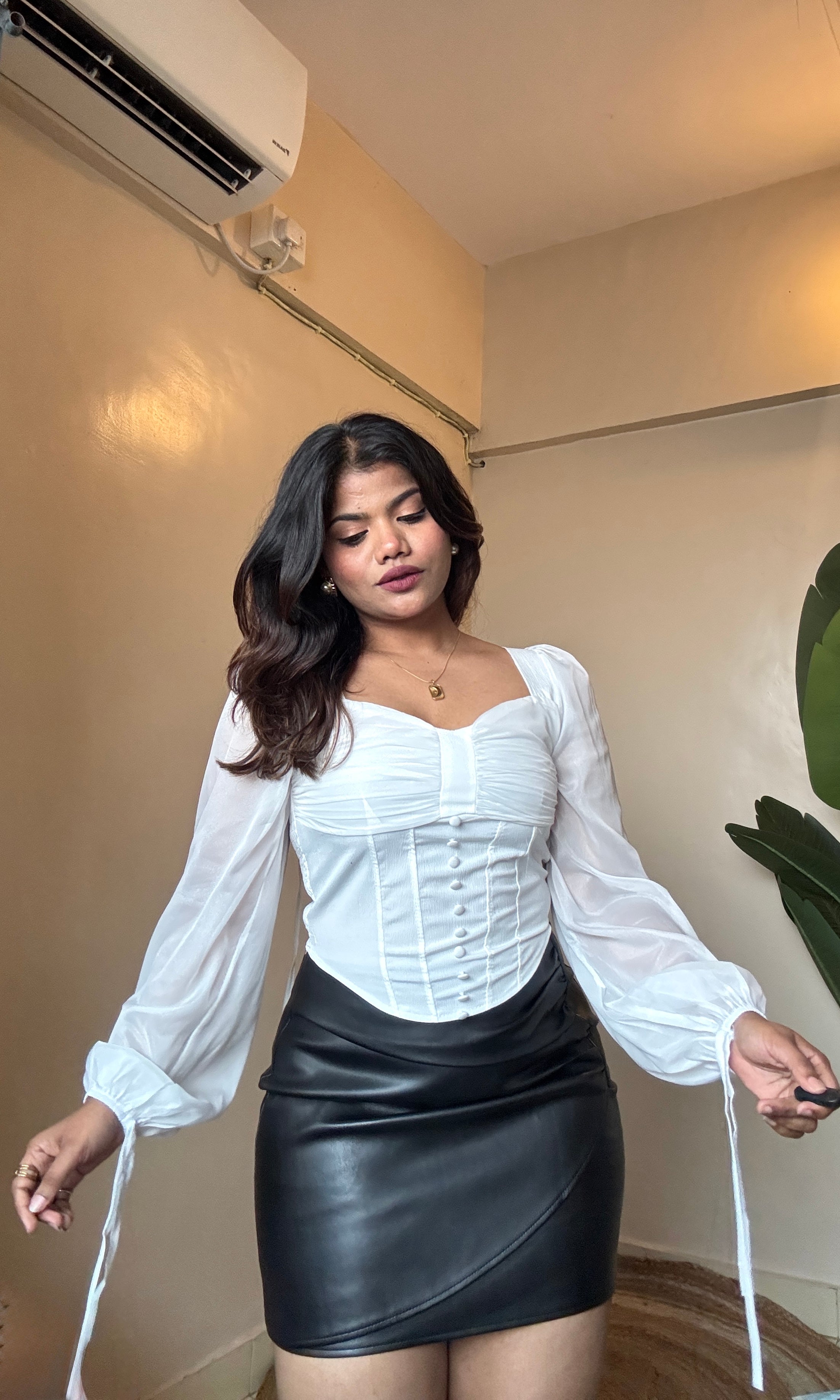 French Style Corset With Puff Sleeve