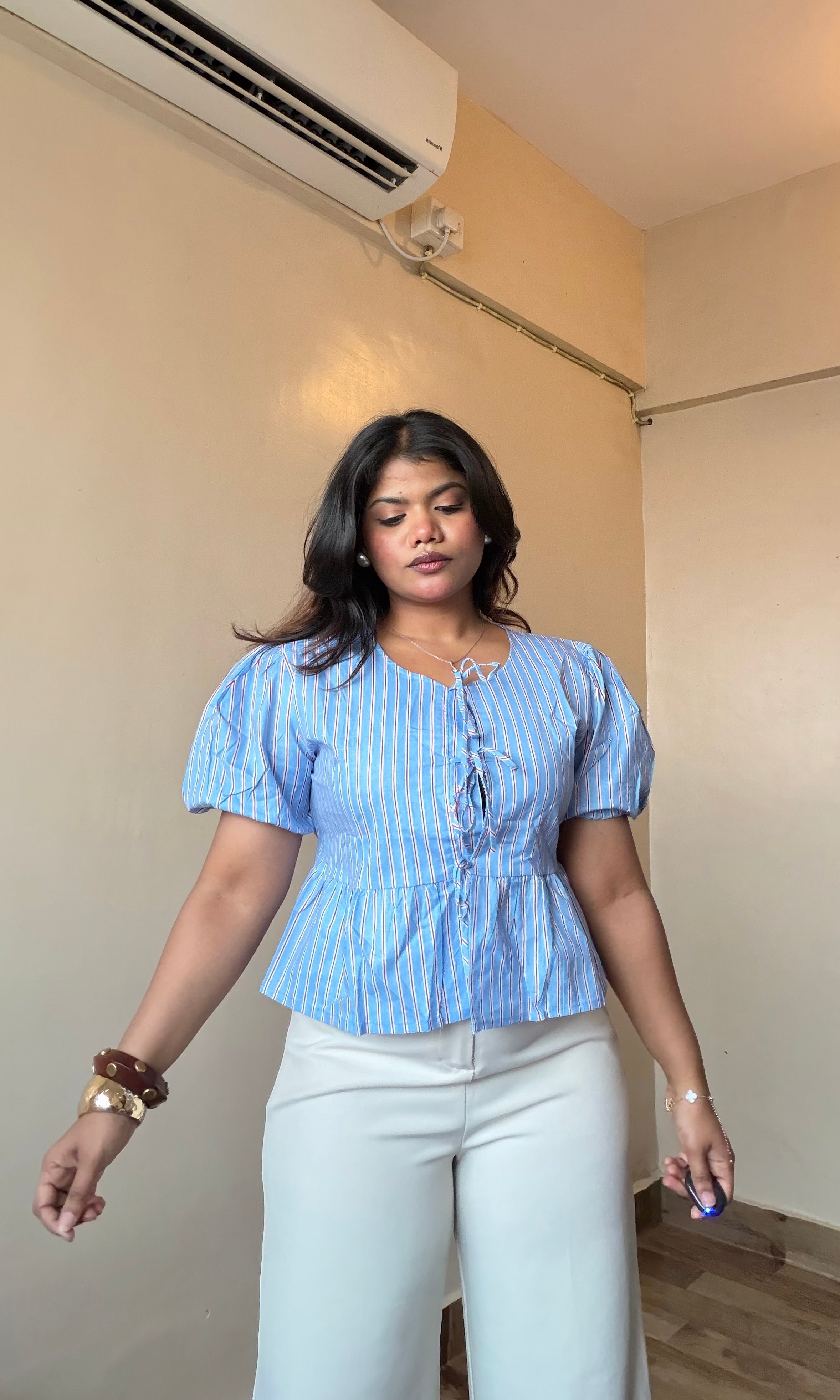 Tie Up Puff Sleeve Top