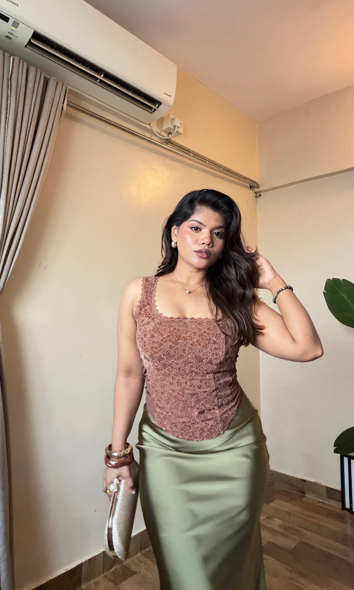 Brown Velvet Work Corset Top