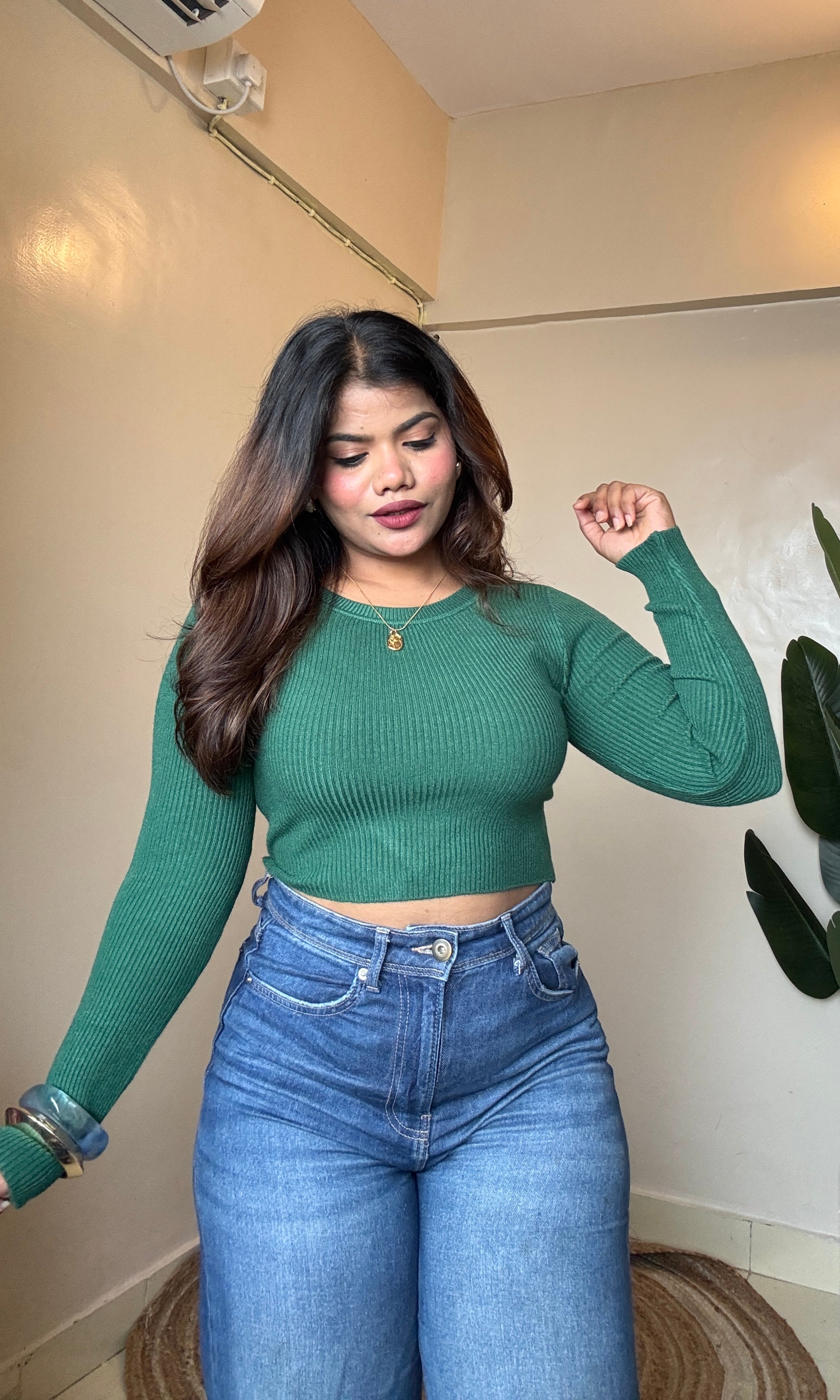Round Neck Ribbed Crop Top