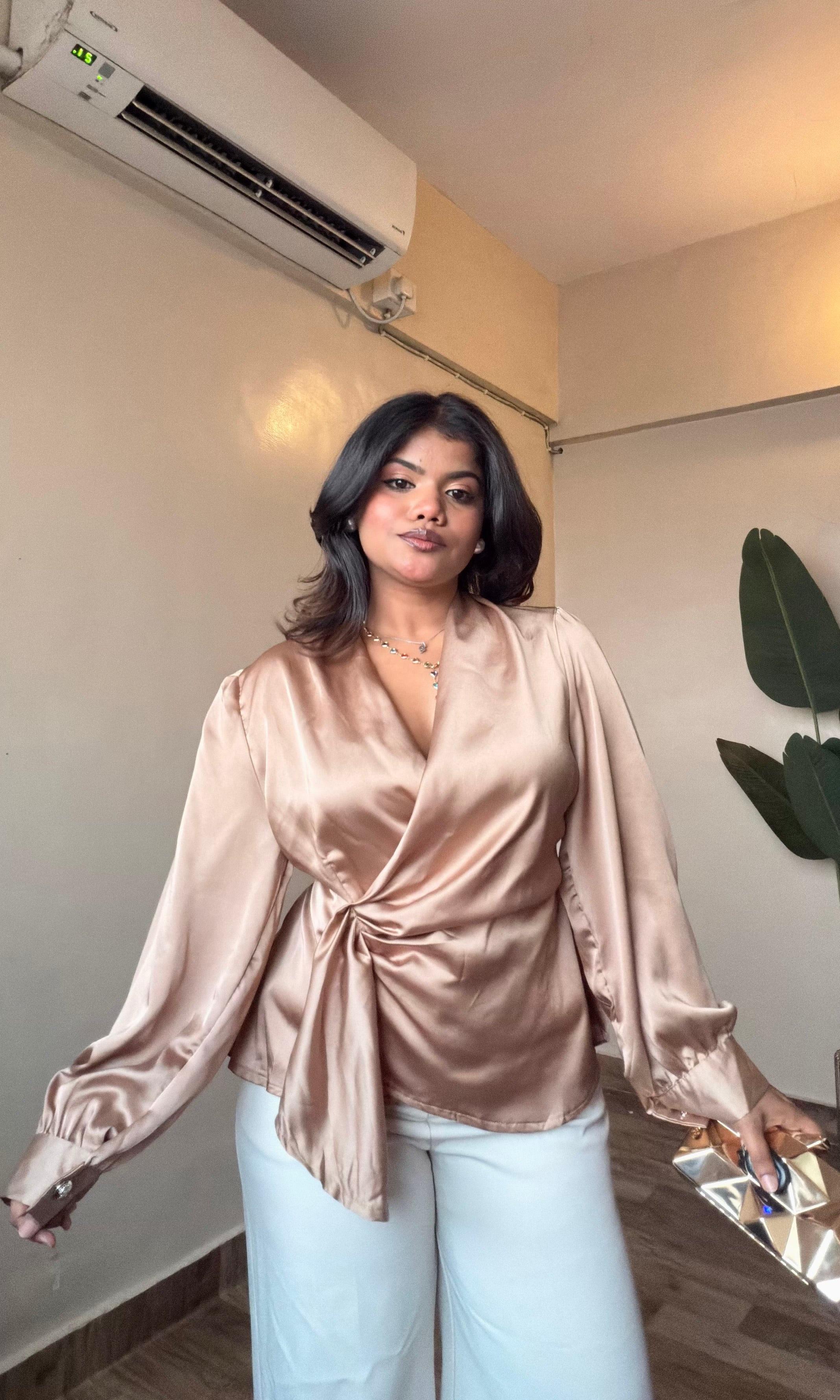 Premium Satin Drap Detailing Top