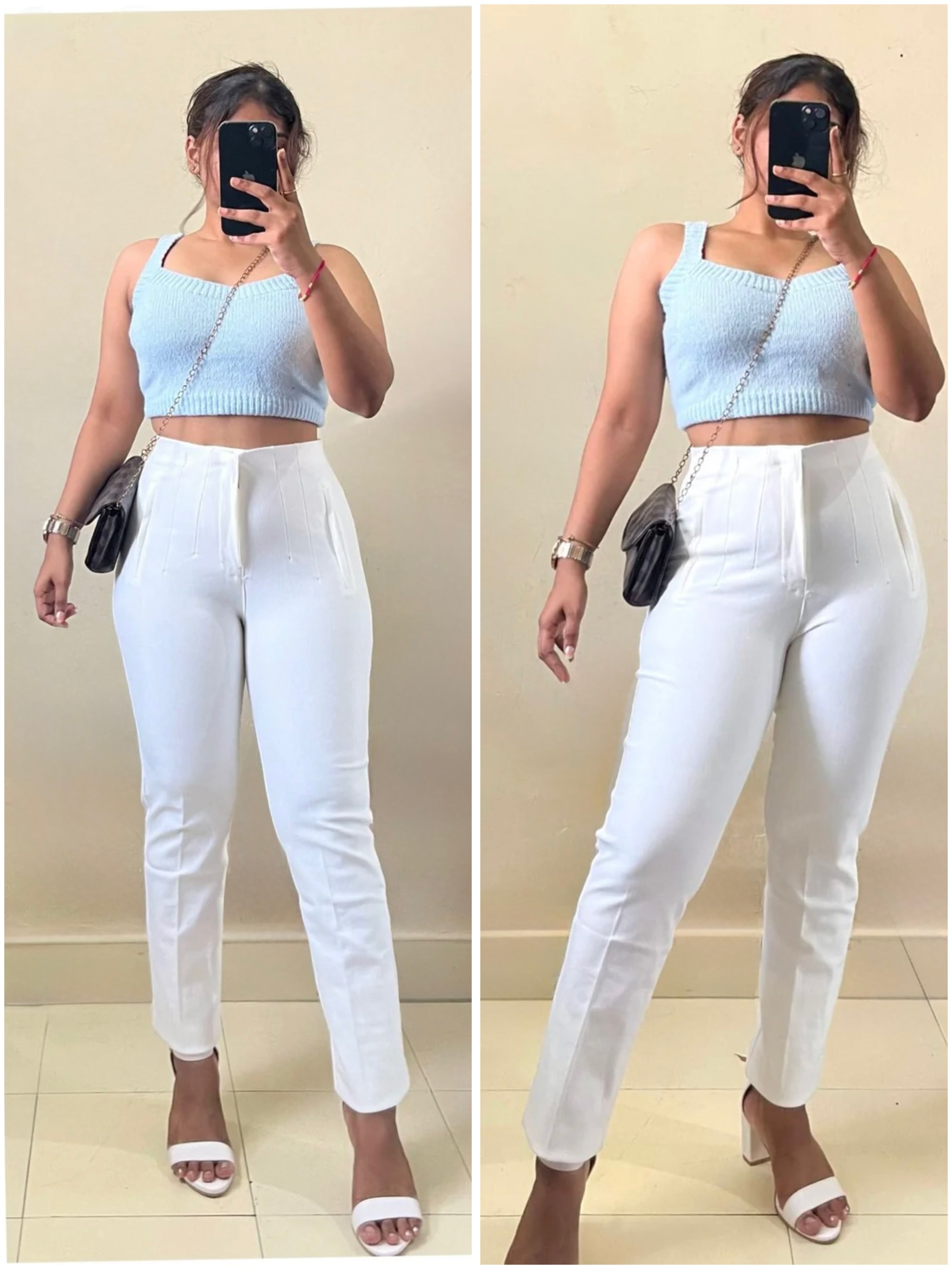 White High Waist Trouser