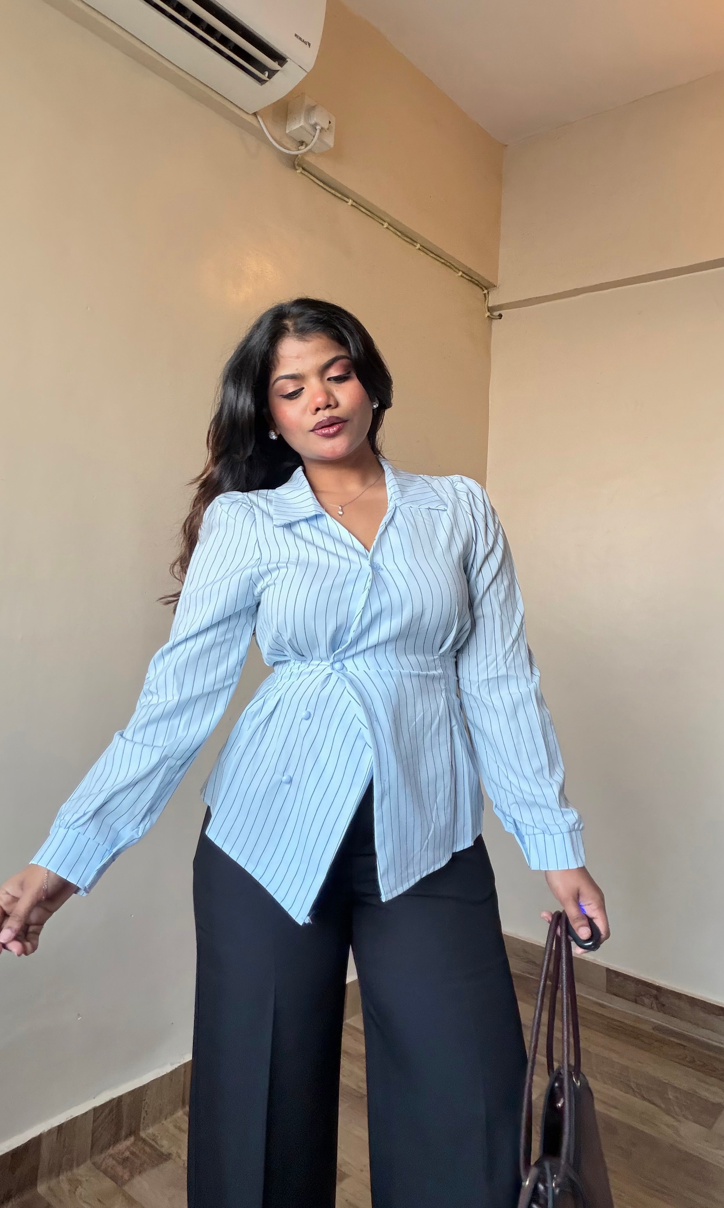 Structured Striped Fitted Shirt