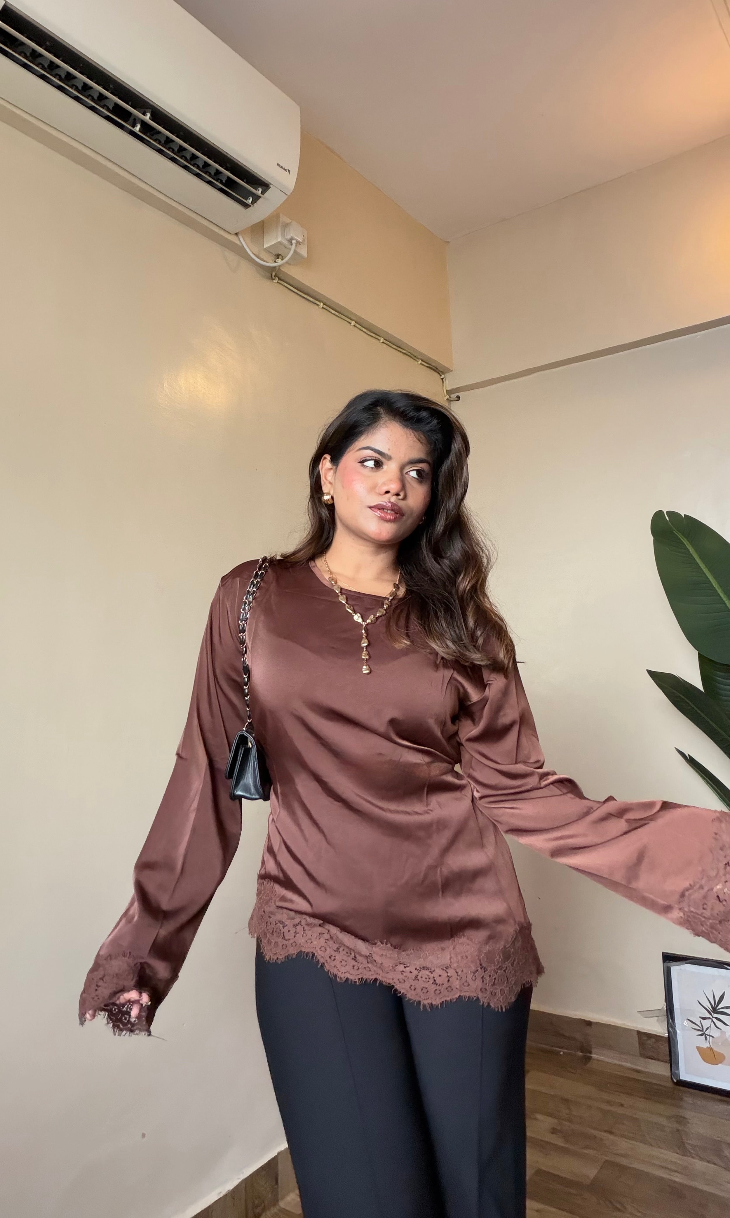 Lacey Asymmetric Satin Top