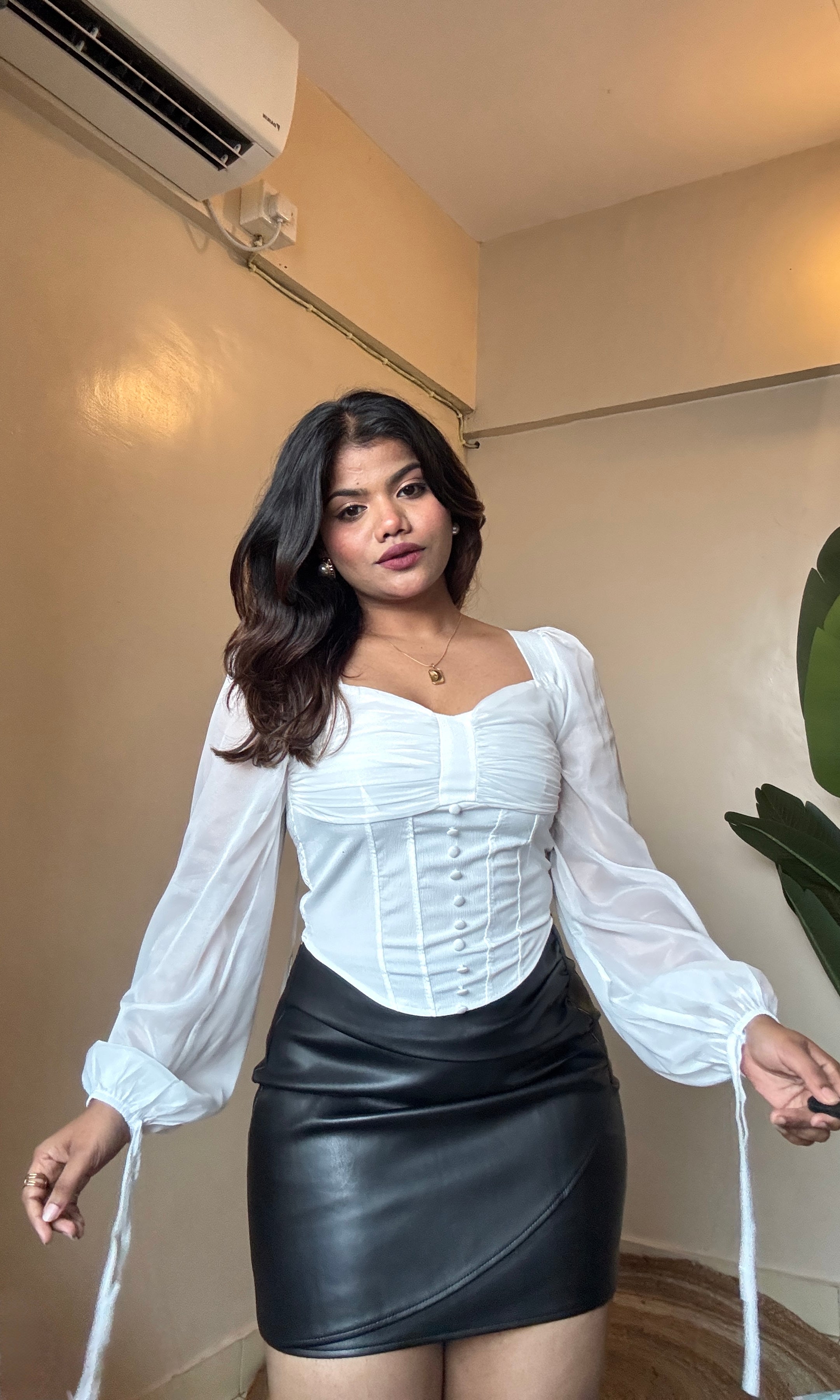 French Style Corset With Puff Sleeve