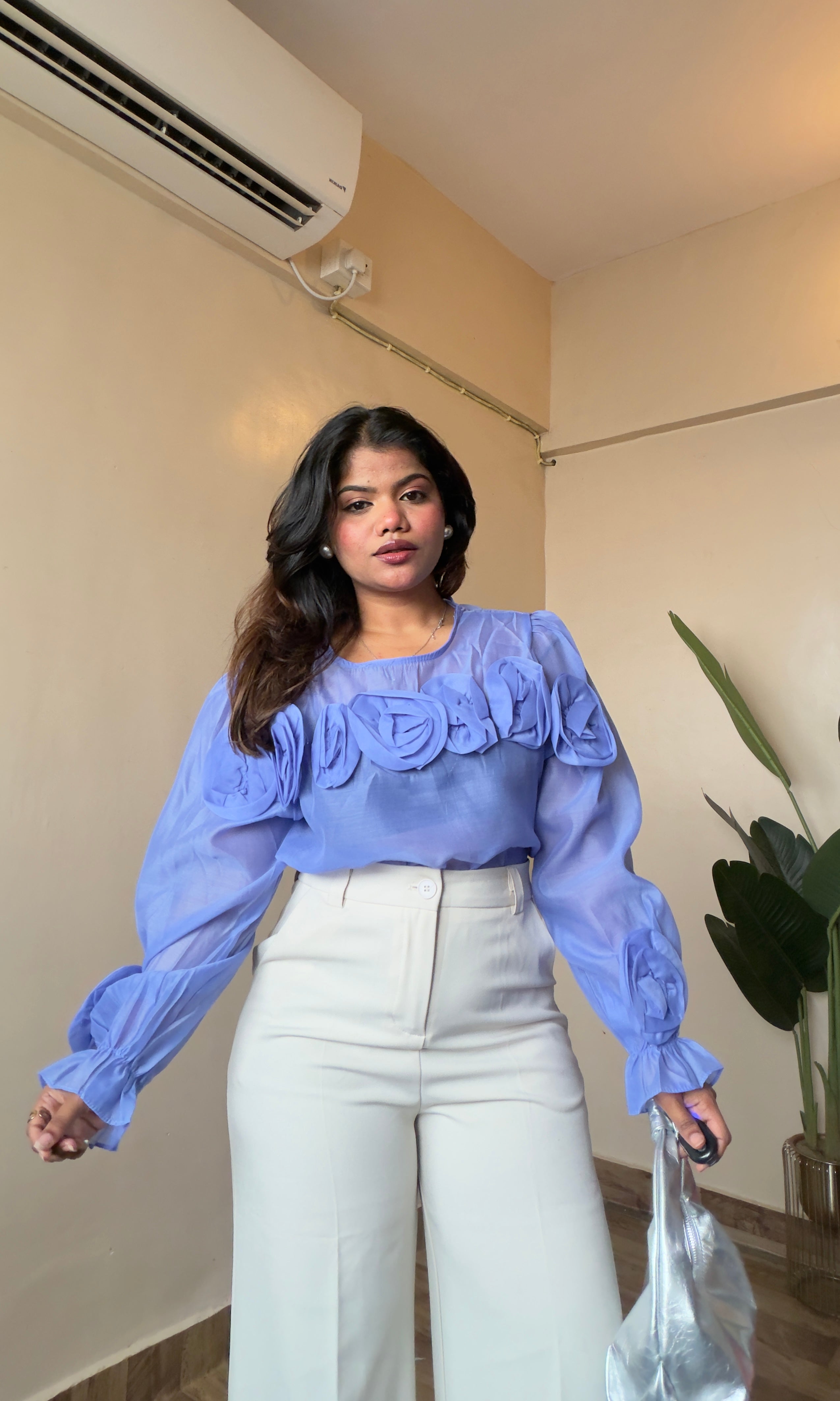 Lavender Organza Floral Top