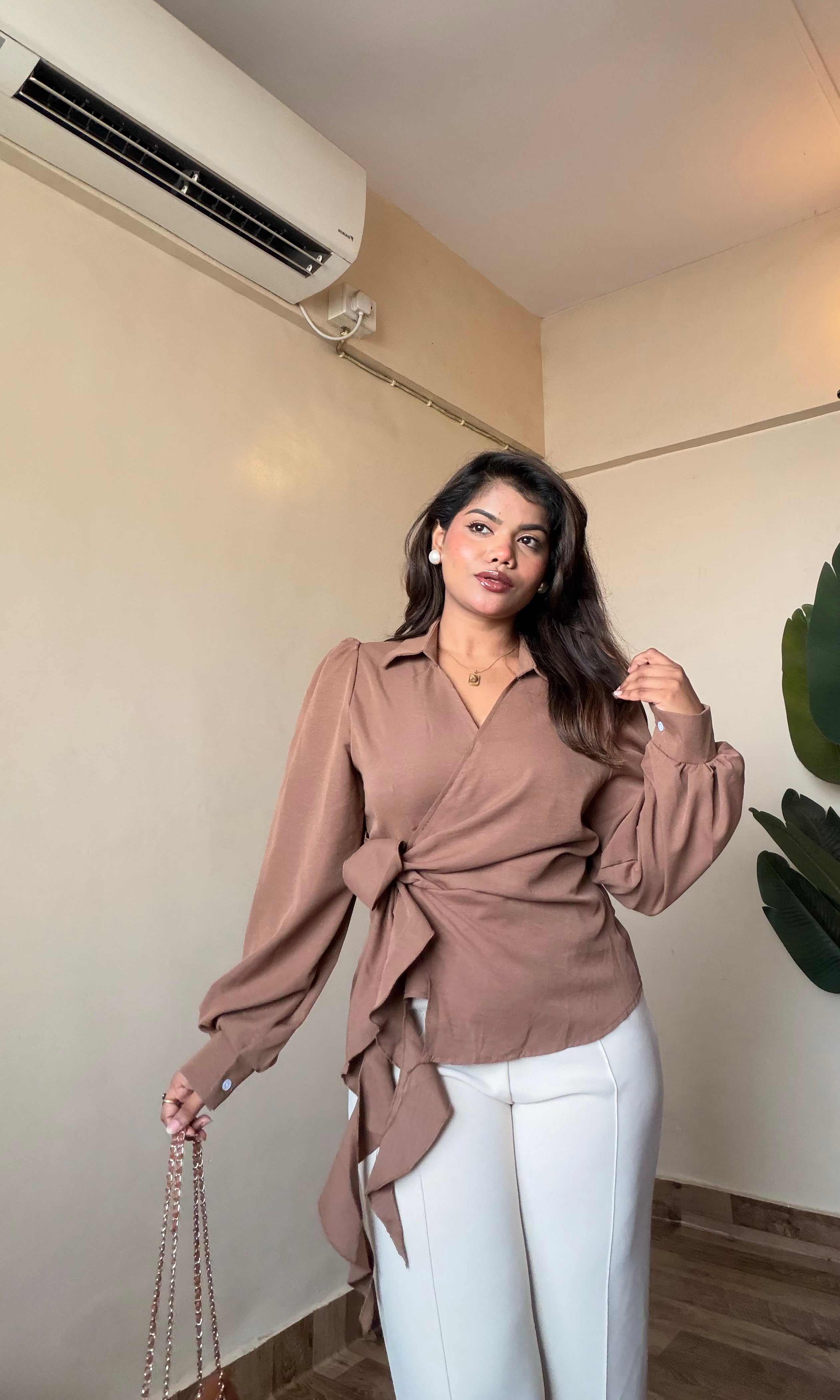 Ruffle Tie-Up Snatched Shirt
